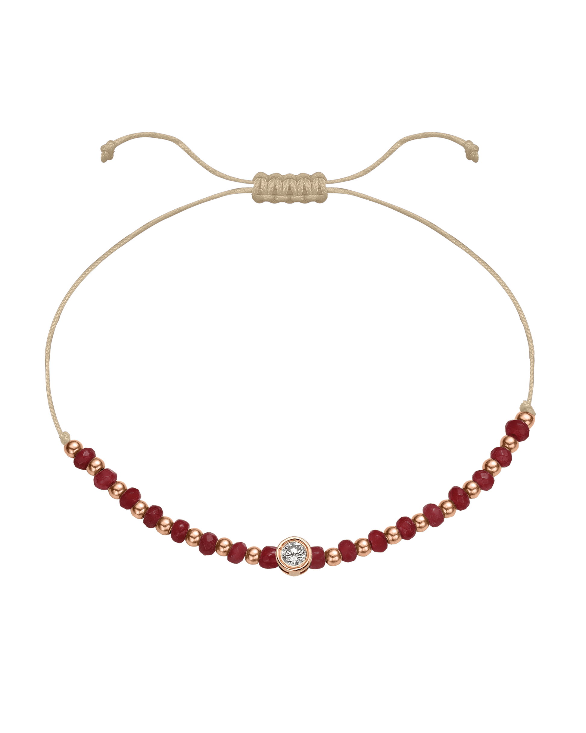 Red Agate Gemstone String of Love Bracelet for Confidence - 14K Rose Gold Bracelet 14K Solid Gold Beige Large: 0.1ct 