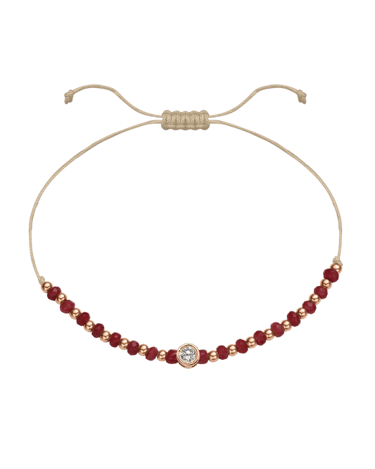 Red Agate Gemstone String of Love Bracelet for Confidence - 14K Rose Gold Bracelet 14K Solid Gold Beige Large: 0.1ct 