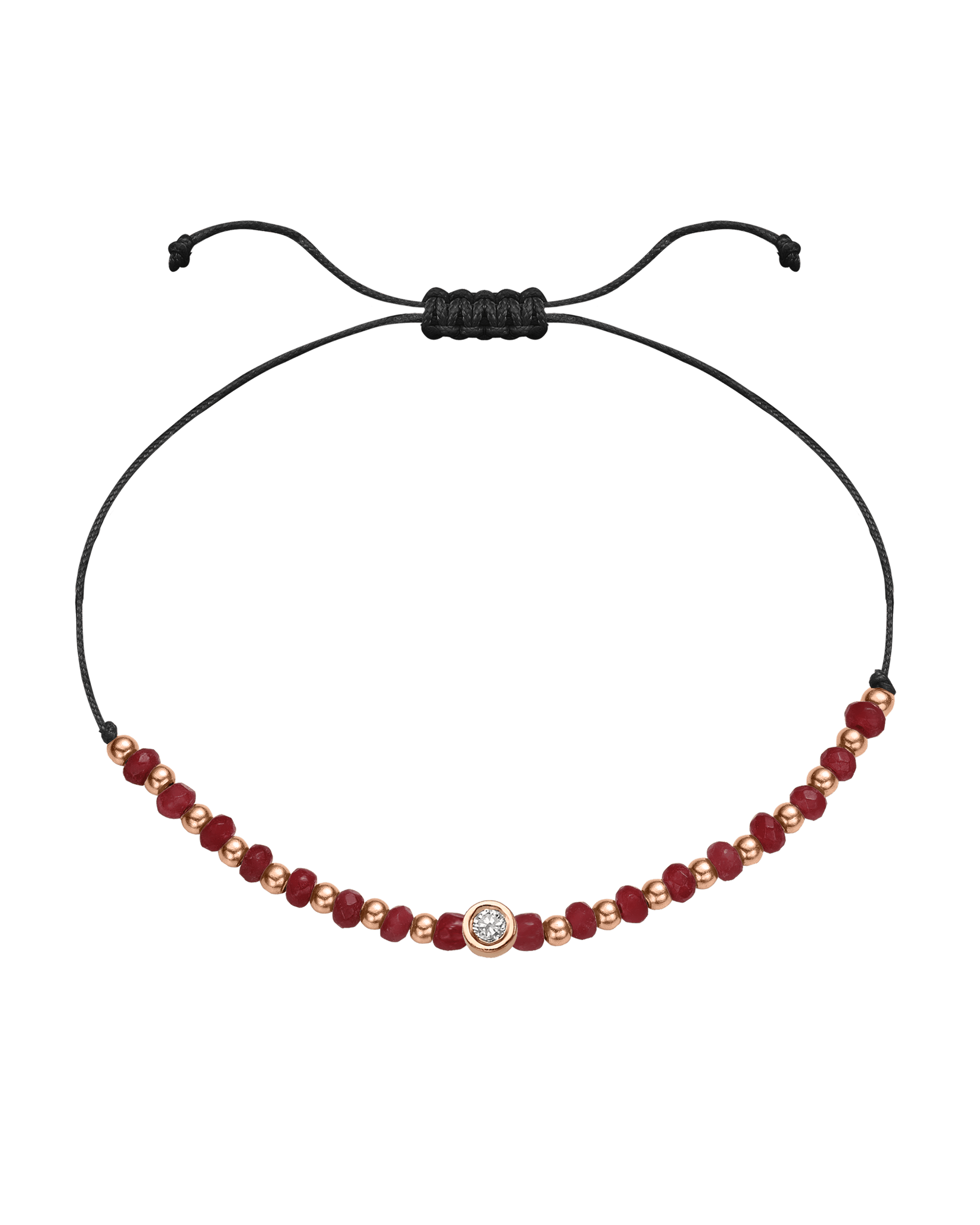 Red Agate Gemstone String of Love Bracelet for Confidence - 14K Rose Gold Bracelet 14K Solid Gold Black Medium: 0.04ct 