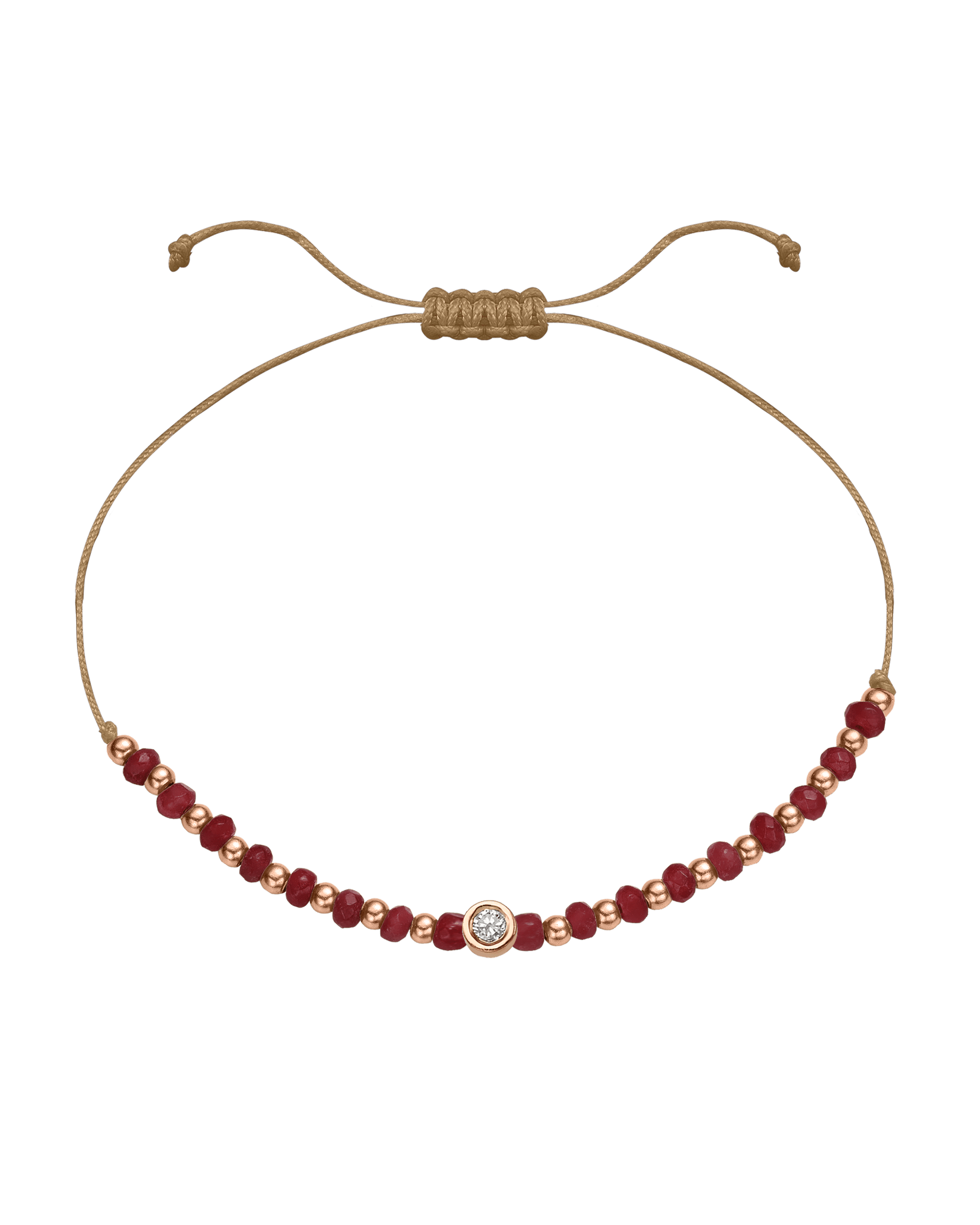 Red Agate Gemstone String of Love Bracelet for Confidence - 14K Rose Gold Bracelet 14K Solid Gold Camel Medium: 0.04ct 