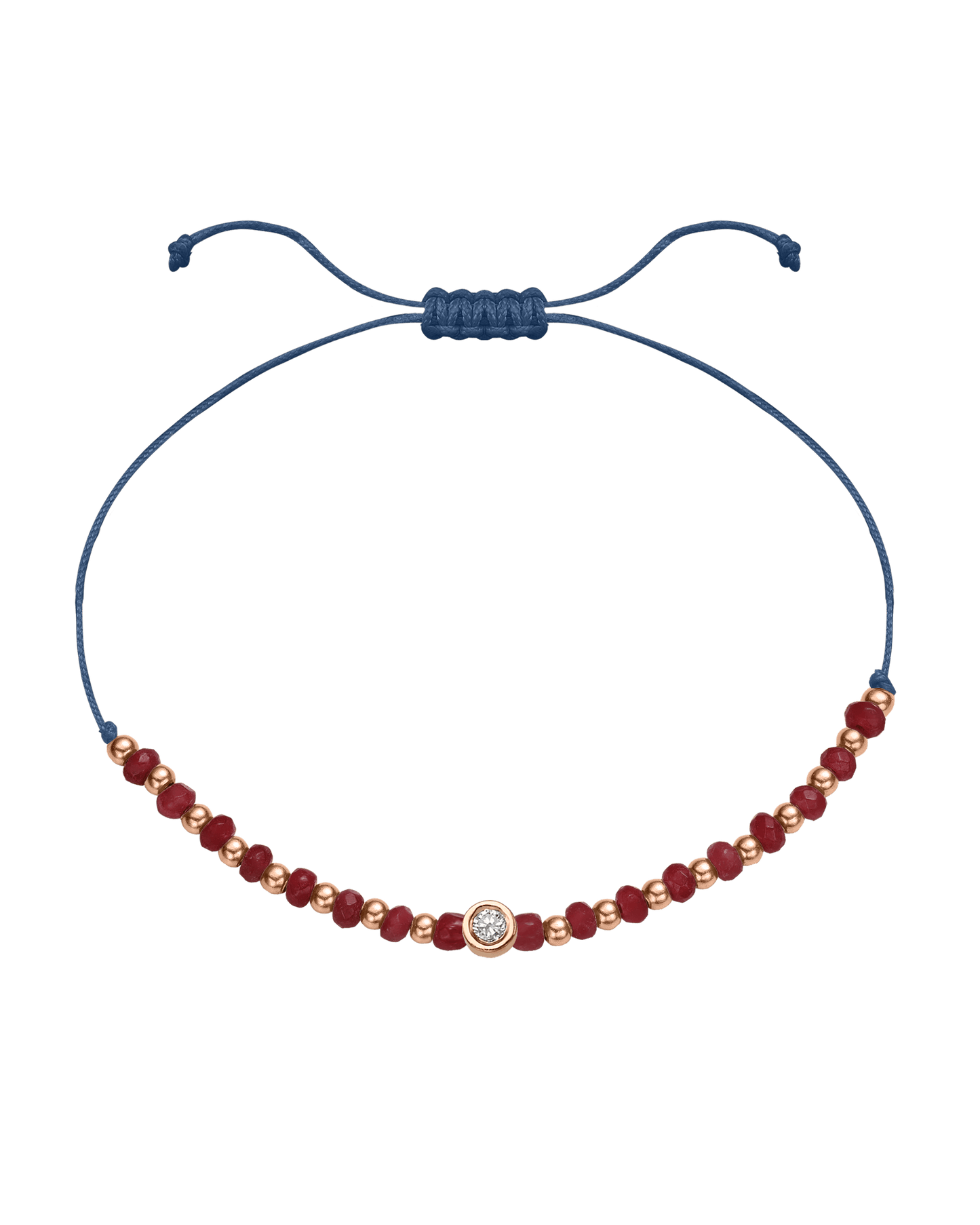 Red Agate Gemstone String of Love Bracelet for Confidence - 14K Rose Gold Bracelet 14K Solid Gold Indigo Medium: 0.04ct 