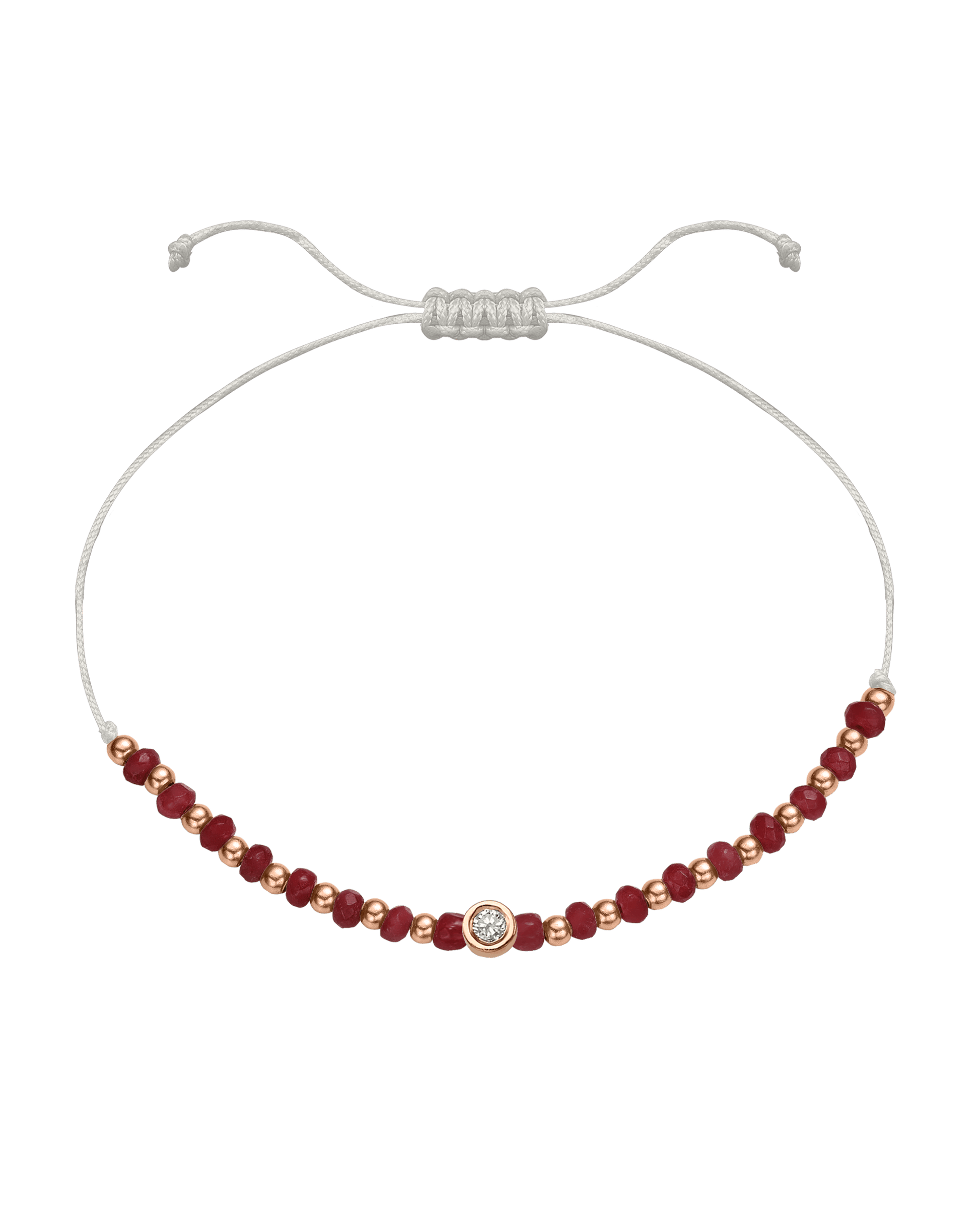 Red Agate Gemstone String of Love Bracelet for Confidence - 14K Rose Gold Bracelet 14K Solid Gold Pearl Medium: 0.04ct 