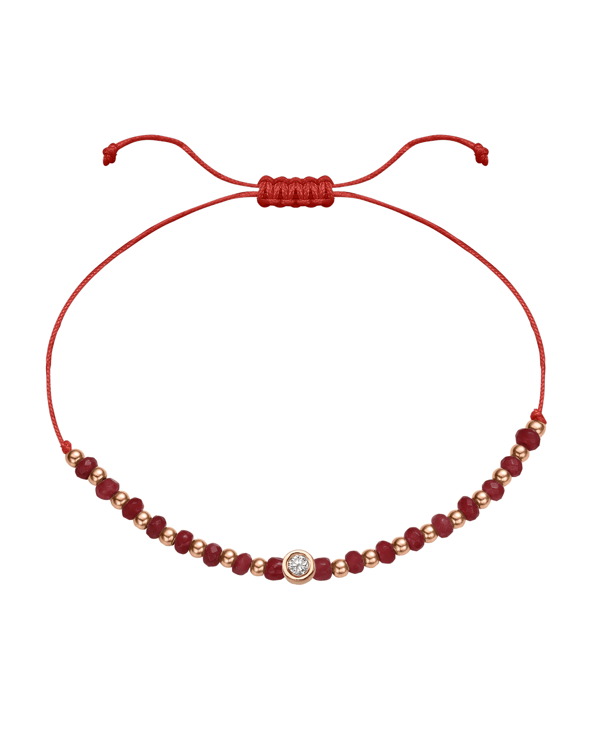 Red Agate Gemstone String of Love Bracelet for Confidence - 14K Rose Gold Bracelet 14K Solid Gold Red Medium: 0.04ct 