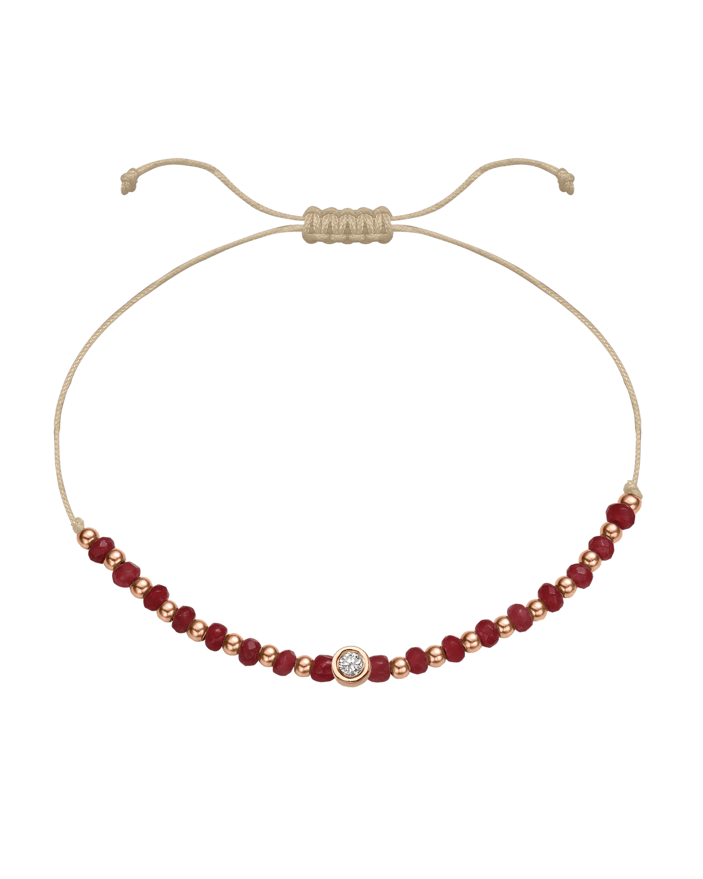 Red Agate Gemstone String of Love Bracelet for Confidence - 14K Rose Gold Bracelet 14K Solid Gold Beige Medium: 0.04ct 