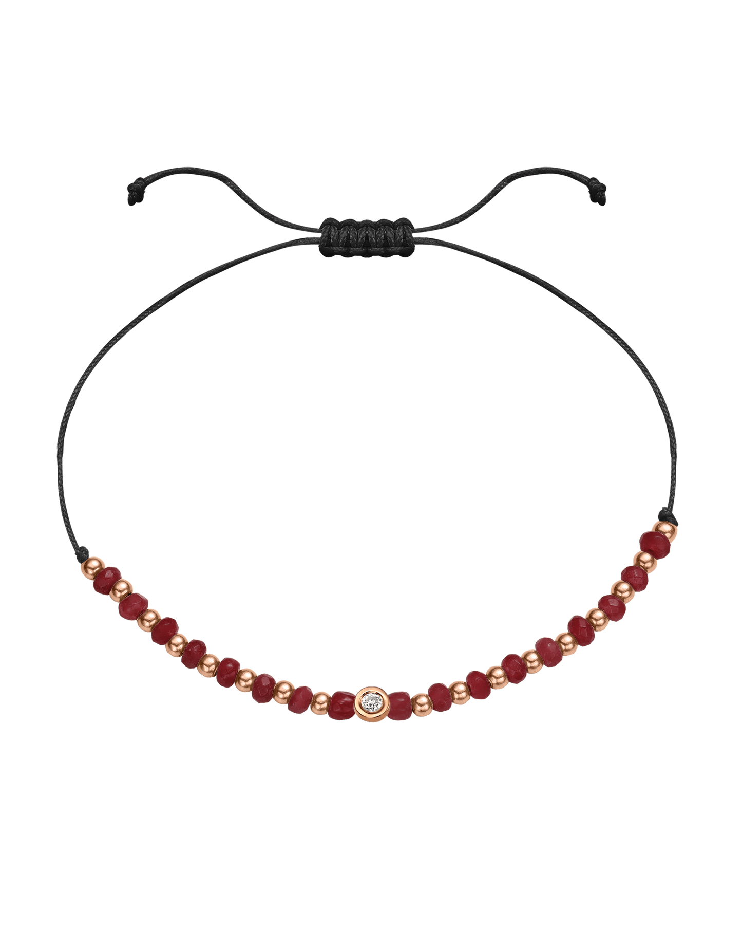 Red Agate Gemstone String of Love Bracelet for Confidence - 14K Rose Gold Bracelet 14K Solid Gold Black Small: 0.03ct 