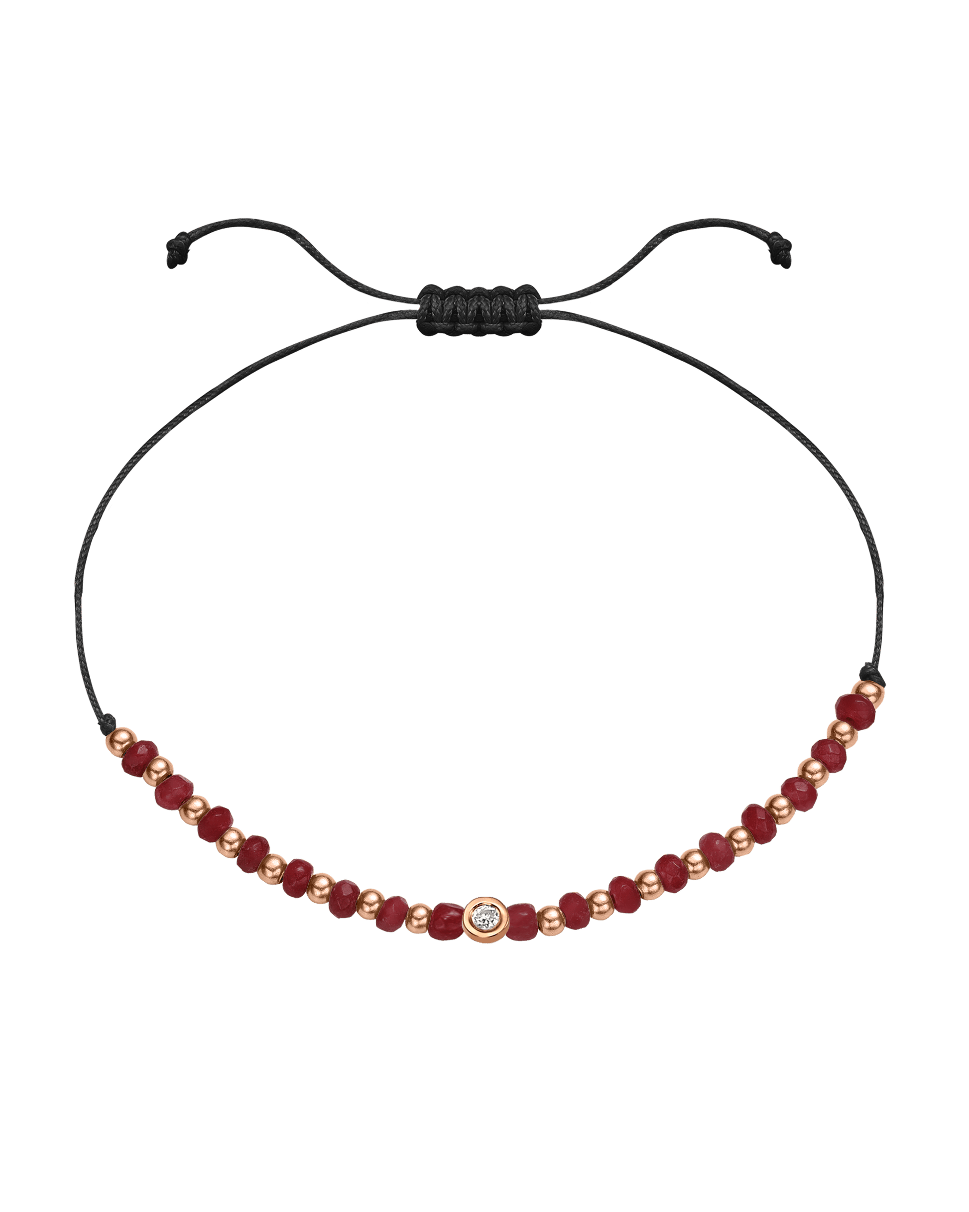 Red Agate Gemstone String of Love Bracelet for Confidence - 14K Rose Gold Bracelet 14K Solid Gold Black Small: 0.03ct 