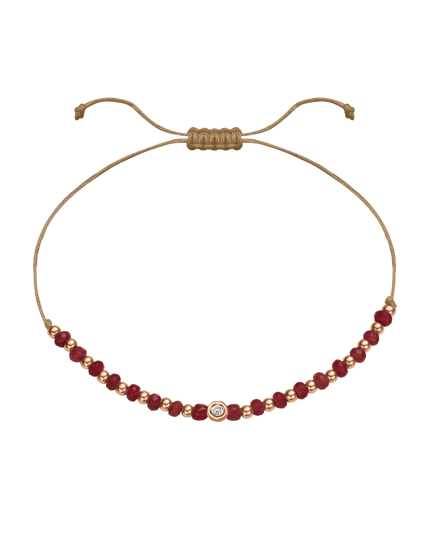Red Agate Gemstone String of Love Bracelet for Confidence - 14K Rose Gold Bracelet 14K Solid Gold Camel Small: 0.03ct 