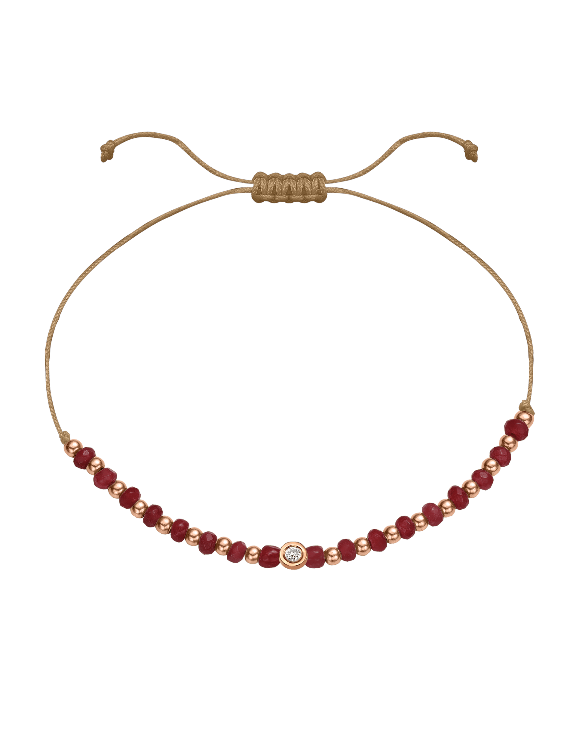 Red Agate Gemstone String of Love Bracelet for Confidence - 14K Rose Gold Bracelet 14K Solid Gold Camel Small: 0.03ct 