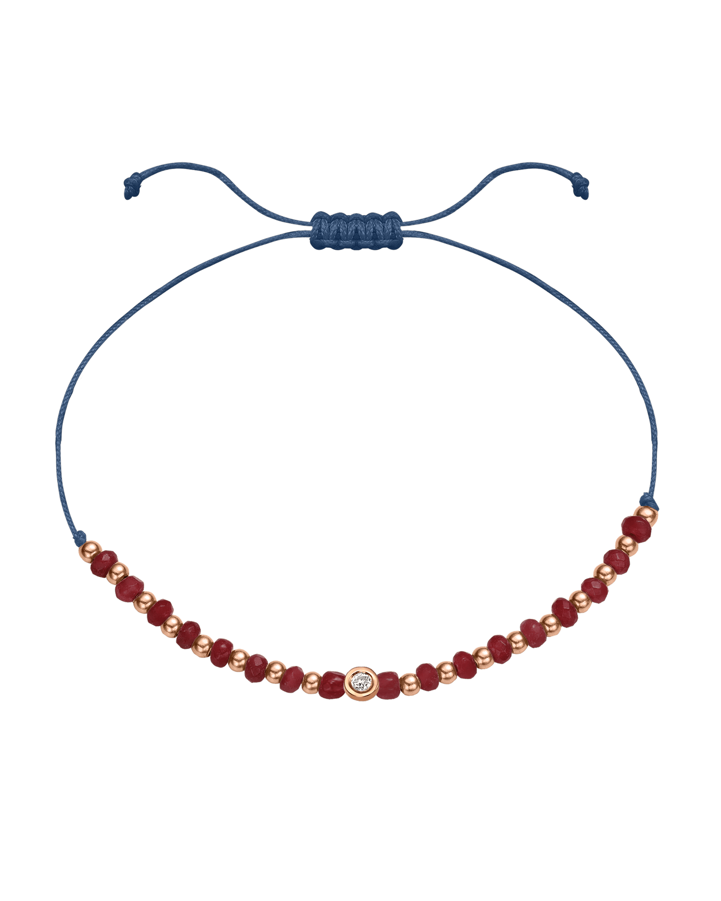 Red Agate Gemstone String of Love Bracelet for Confidence - 14K Rose Gold Bracelet 14K Solid Gold Indigo Small: 0.03ct 