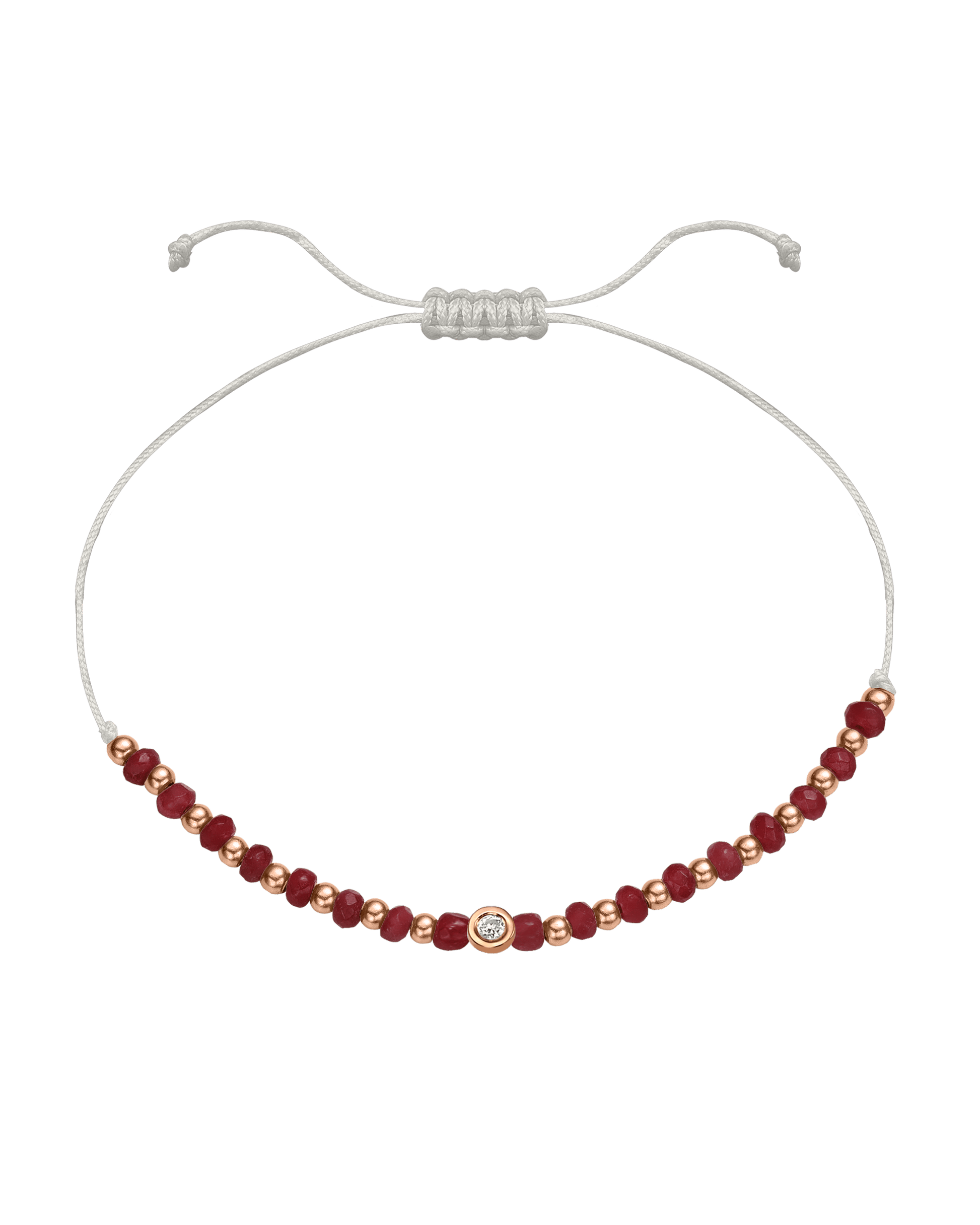 Red Agate Gemstone String of Love Bracelet for Confidence - 14K Rose Gold Bracelet 14K Solid Gold Pearl Small: 0.03ct 