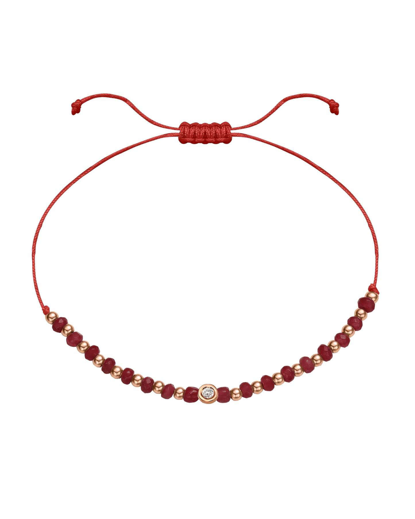 Red Agate Gemstone String of Love Bracelet for Confidence - 14K Rose Gold Bracelet 14K Solid Gold Red Small: 0.03ct 