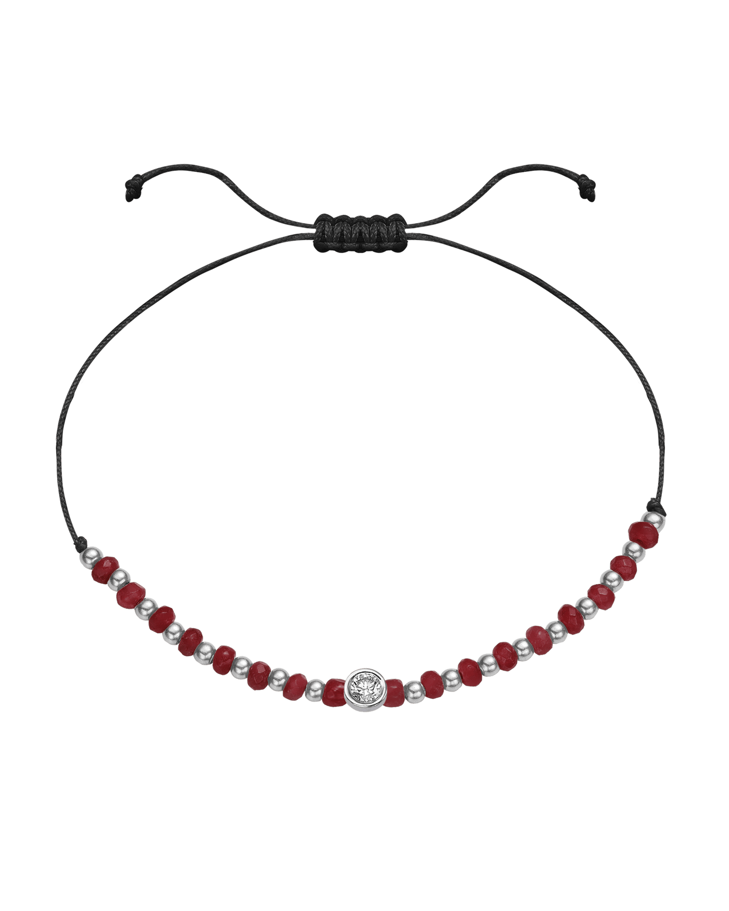 Red Agate Gemstone String of Love Bracelet for Confidence - 14K White Gold Bracelet 14K Solid Gold Black Large: 0.1ct 