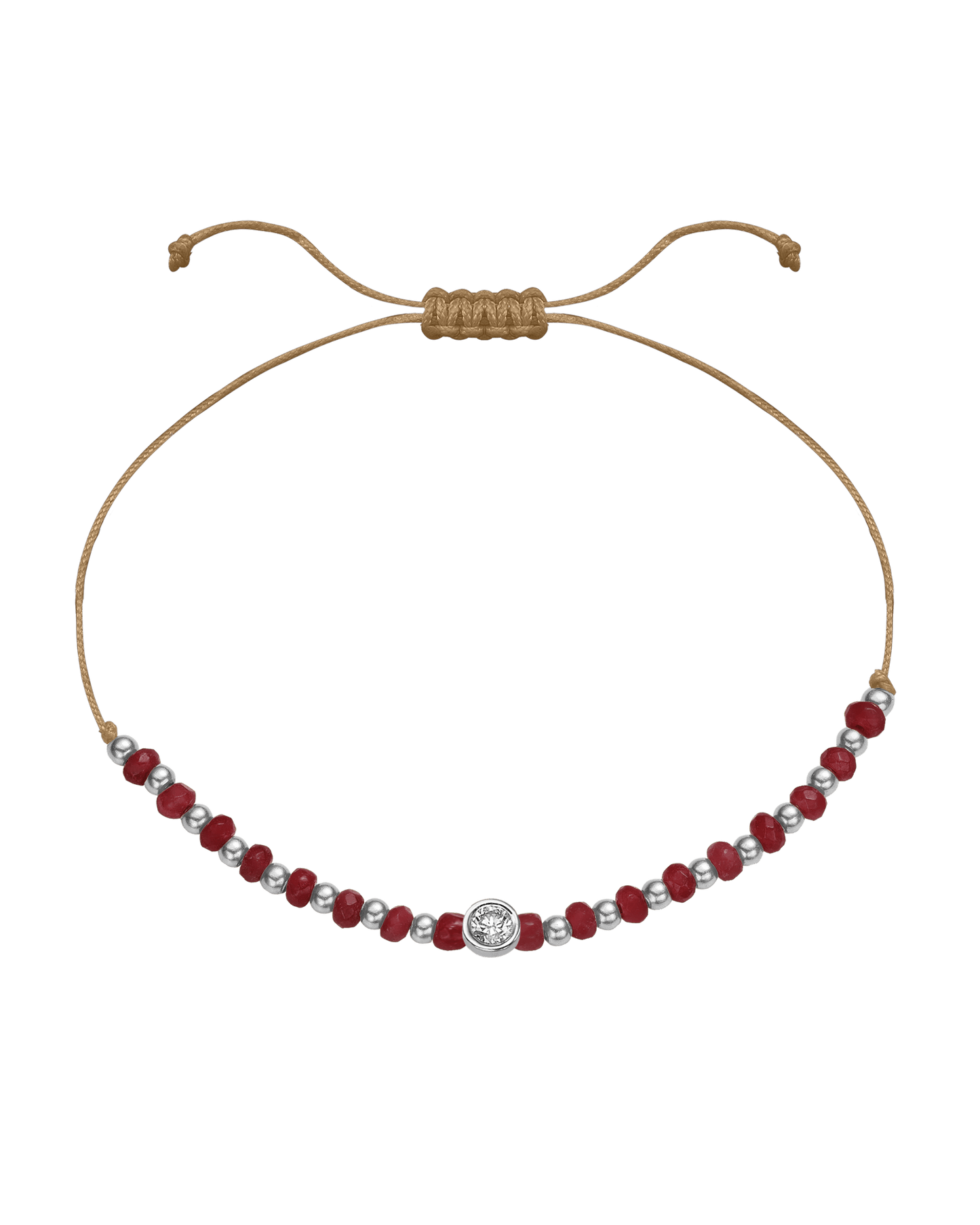 Red Agate Gemstone String of Love Bracelet for Confidence - 14K White Gold Bracelet 14K Solid Gold Camel Large: 0.1ct 