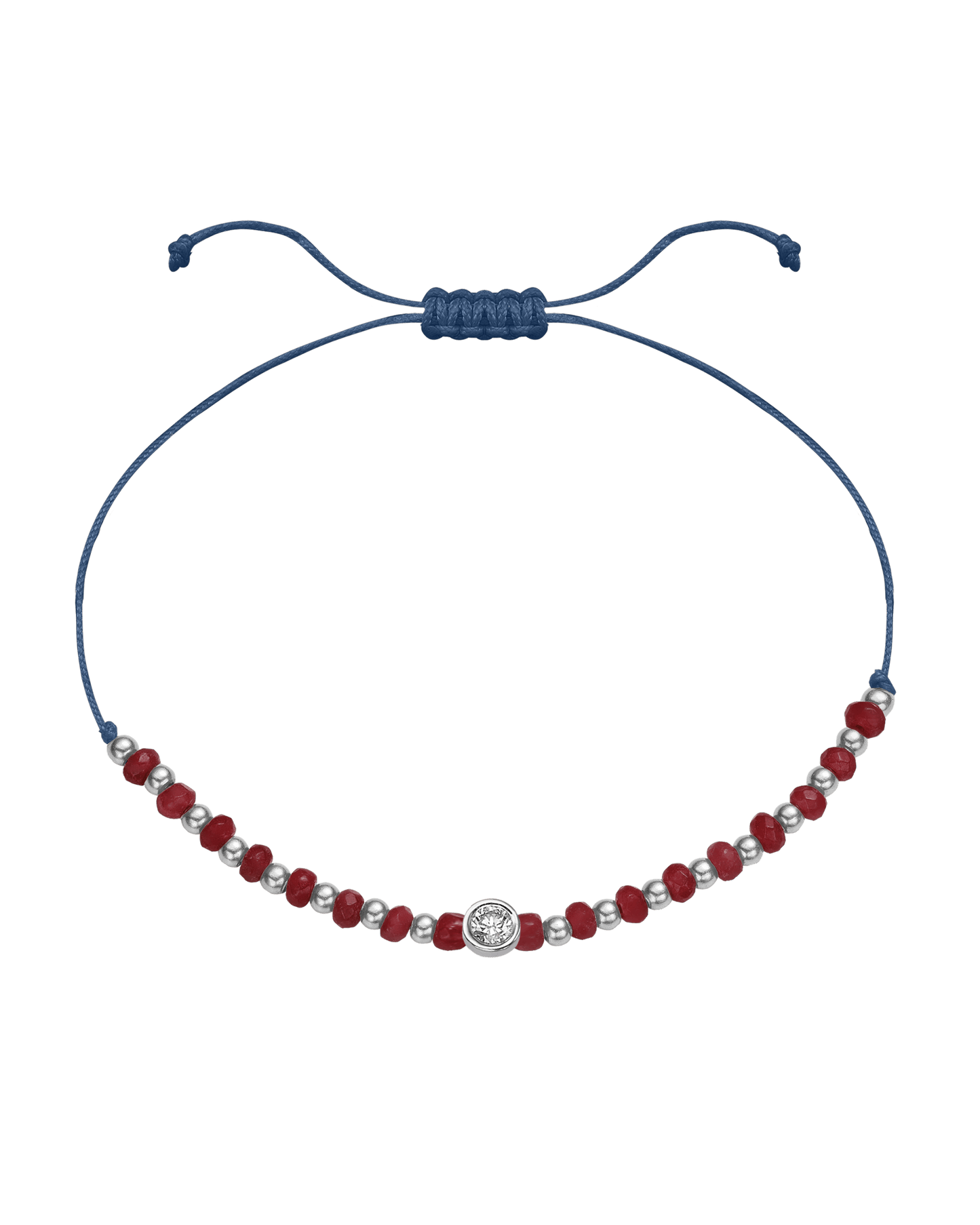 Red Agate Gemstone String of Love Bracelet for Confidence - 14K White Gold Bracelet 14K Solid Gold Indigo Large: 0.1ct 