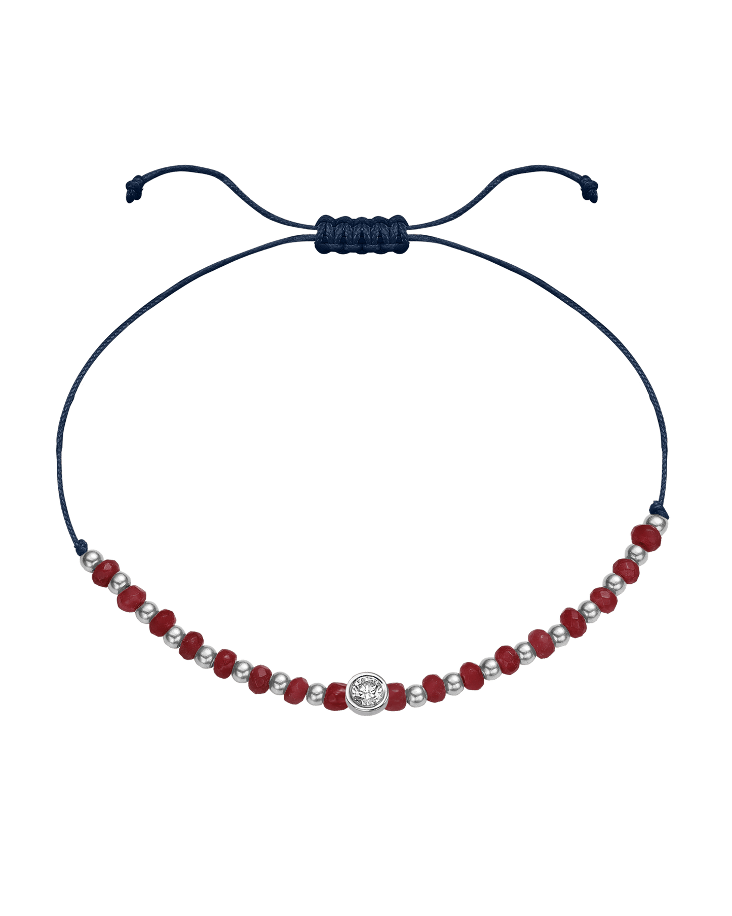Red Agate Gemstone String of Love Bracelet for Confidence - 14K White Gold Bracelet 14K Solid Gold Navy Blue Large: 0.1ct 