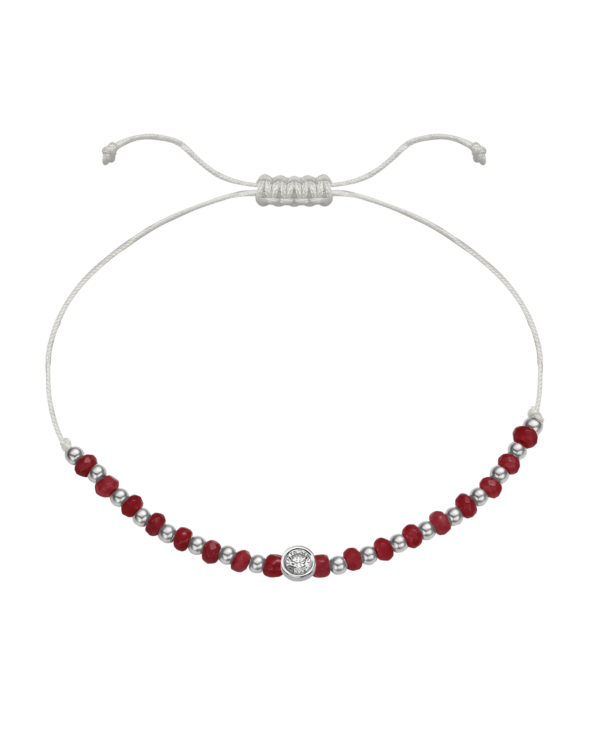 Red Agate Gemstone String of Love Bracelet for Confidence - 14K White Gold Bracelet 14K Solid Gold Pearl Large: 0.1ct 