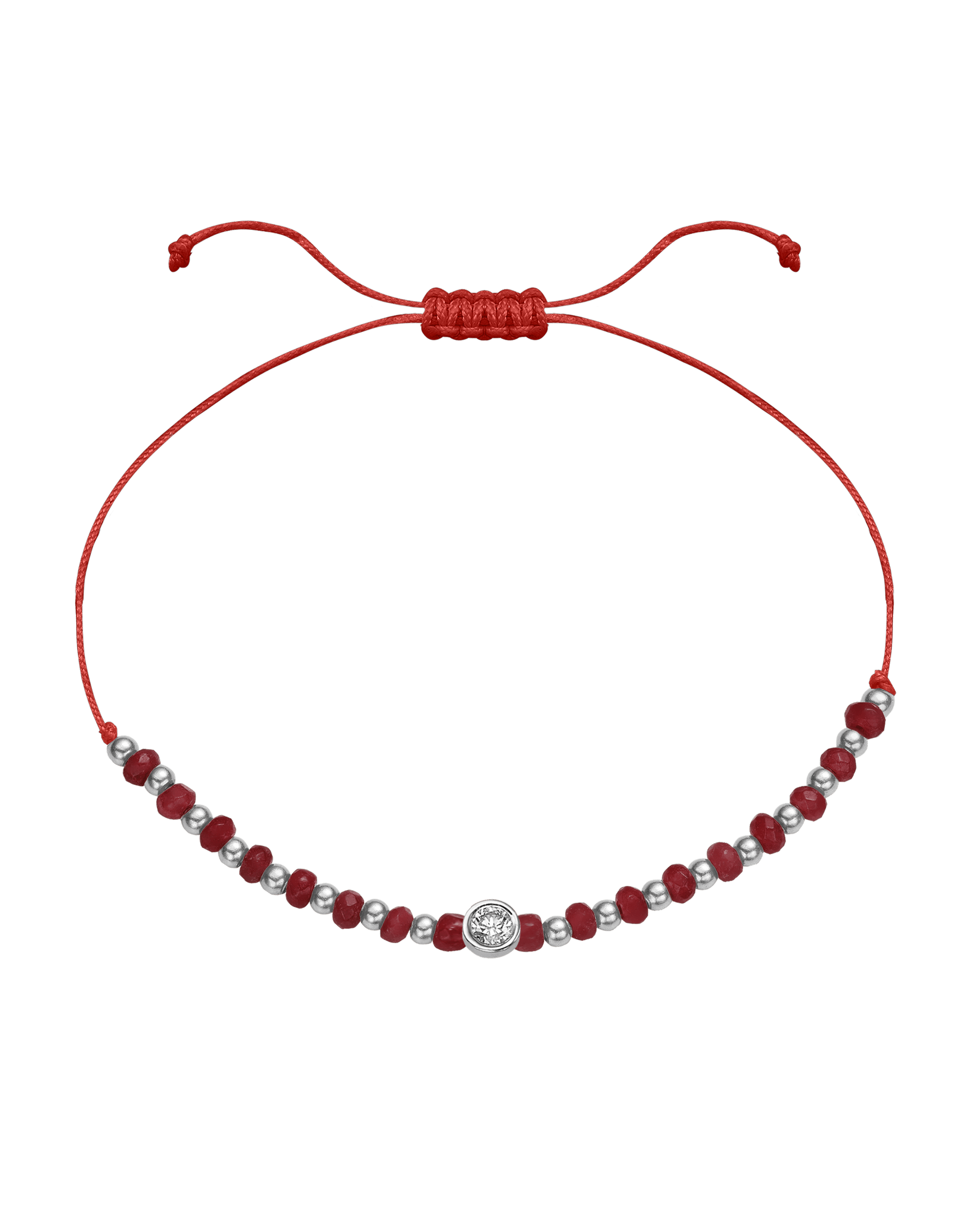 Red Agate Gemstone String of Love Bracelet for Confidence - 14K White Gold Bracelet 14K Solid Gold Red Large: 0.1ct 