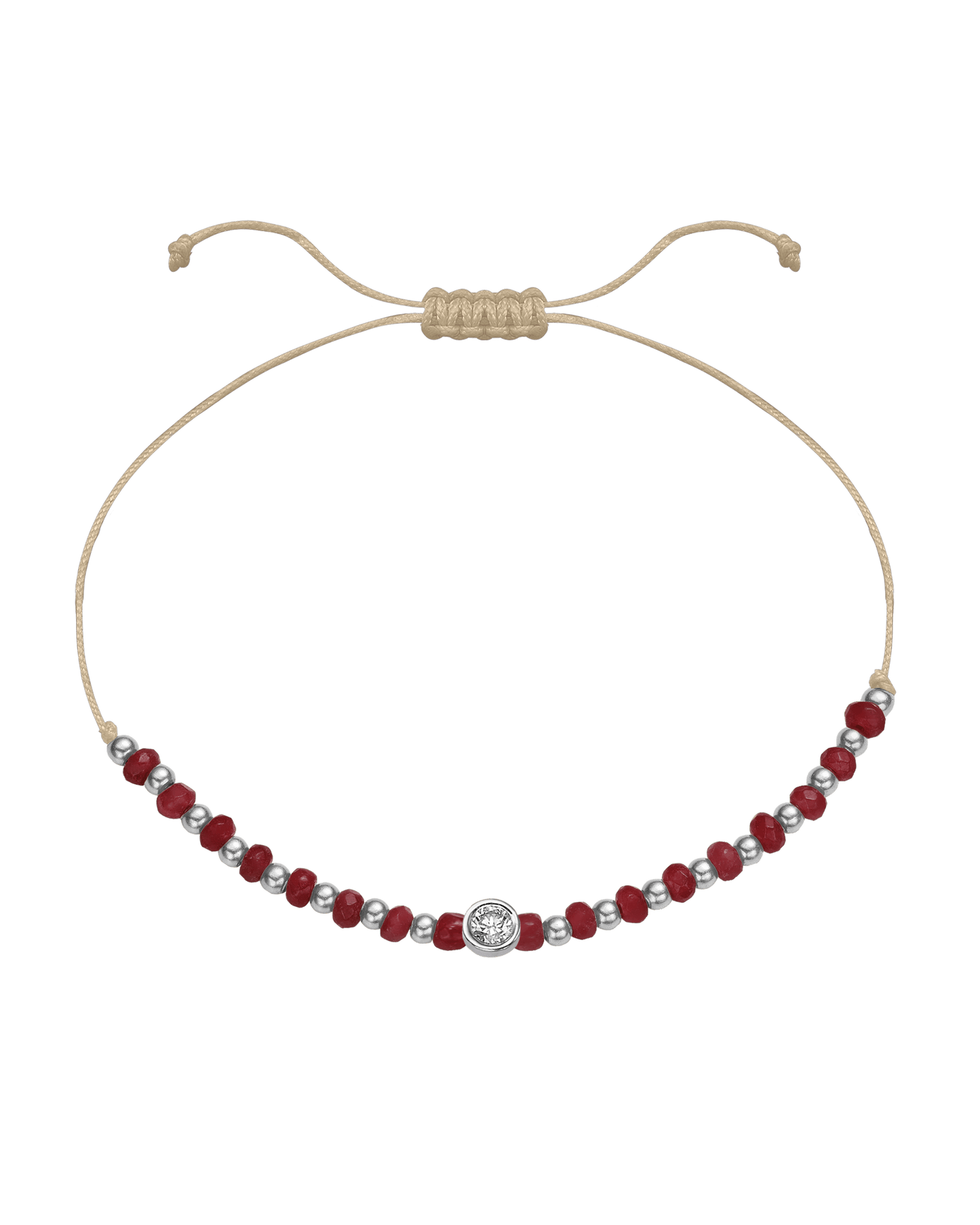 Red Agate Gemstone String of Love Bracelet for Confidence - 14K White Gold Bracelet 14K Solid Gold Beige Large: 0.1ct 