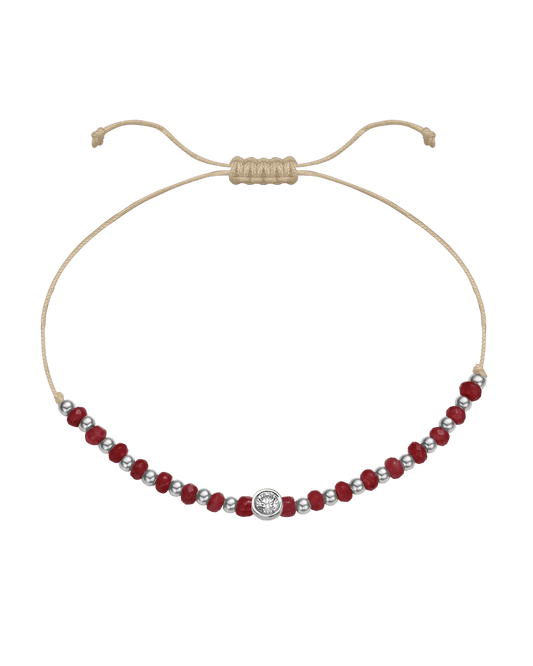 Red Agate Gemstone String of Love Bracelet for Confidence - 14K White Gold Bracelet 14K Solid Gold Beige Large: 0.1ct 