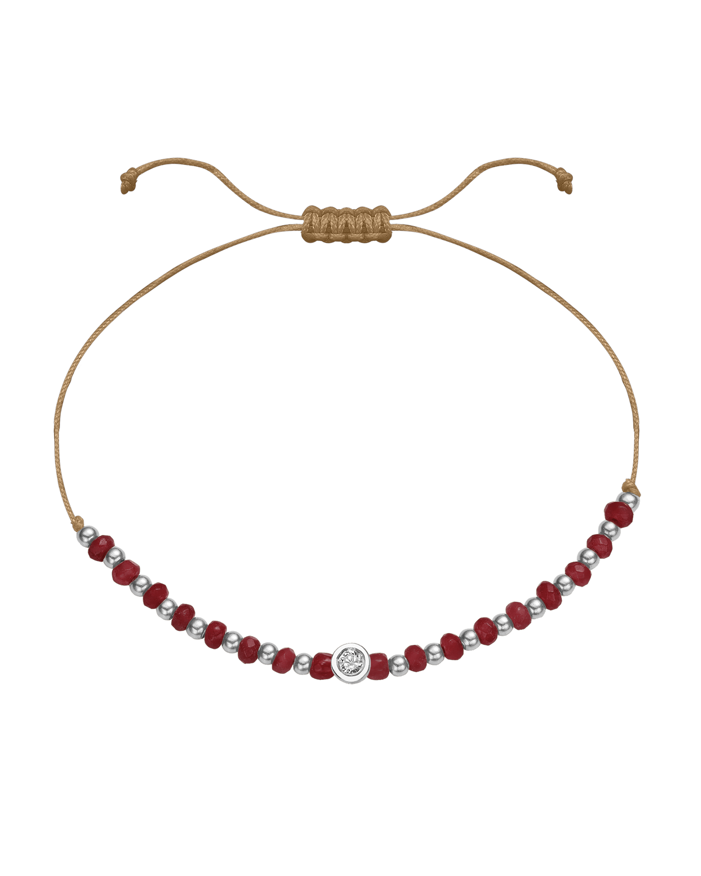 Red Agate Gemstone String of Love Bracelet for Confidence - 14K White Gold Bracelet 14K Solid Gold Camel Medium: 0.04ct 