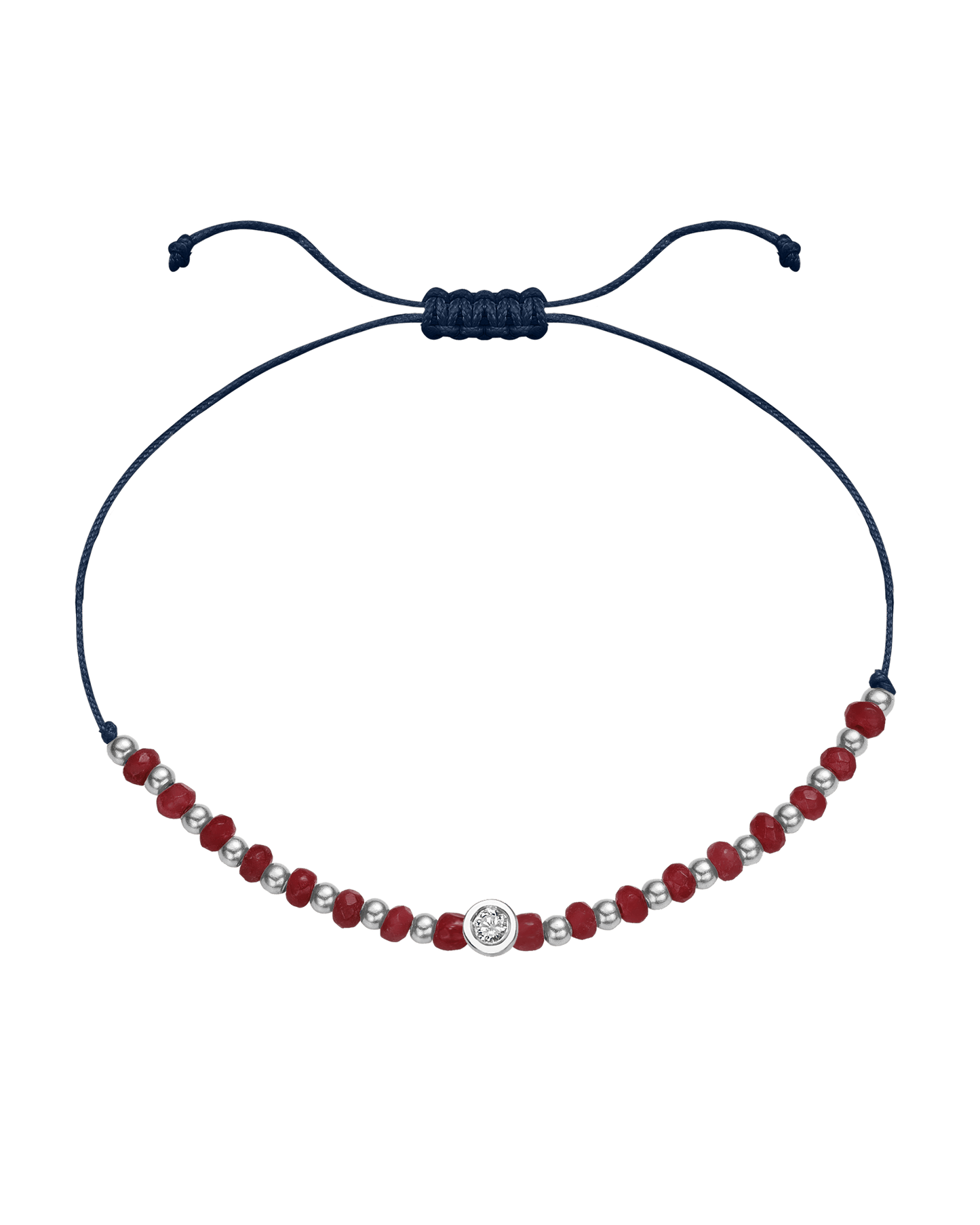 Red Agate Gemstone String of Love Bracelet for Confidence - 14K White Gold Bracelet 14K Solid Gold Navy Blue Medium: 0.04ct 