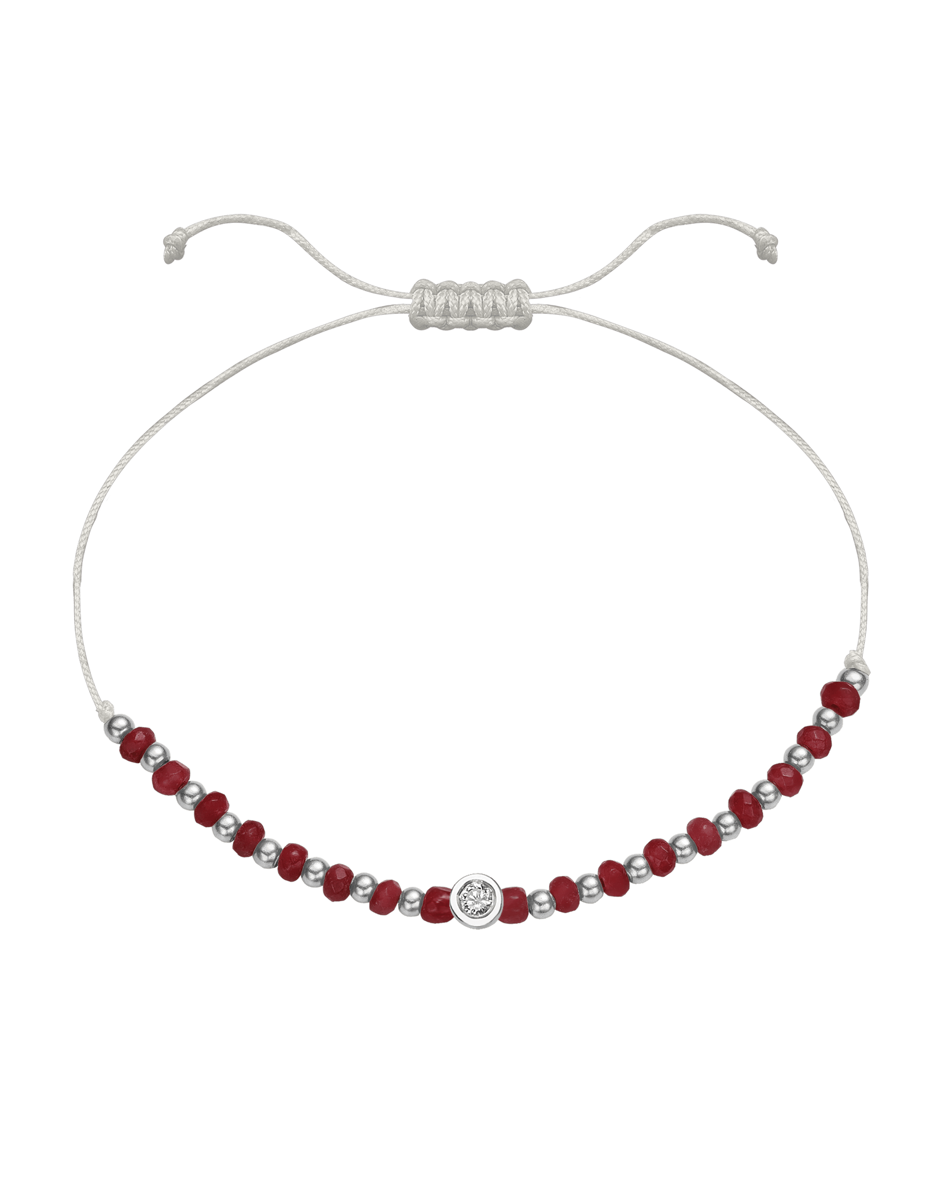 Red Agate Gemstone String of Love Bracelet for Confidence - 14K White Gold Bracelet 14K Solid Gold Pearl Medium: 0.04ct 
