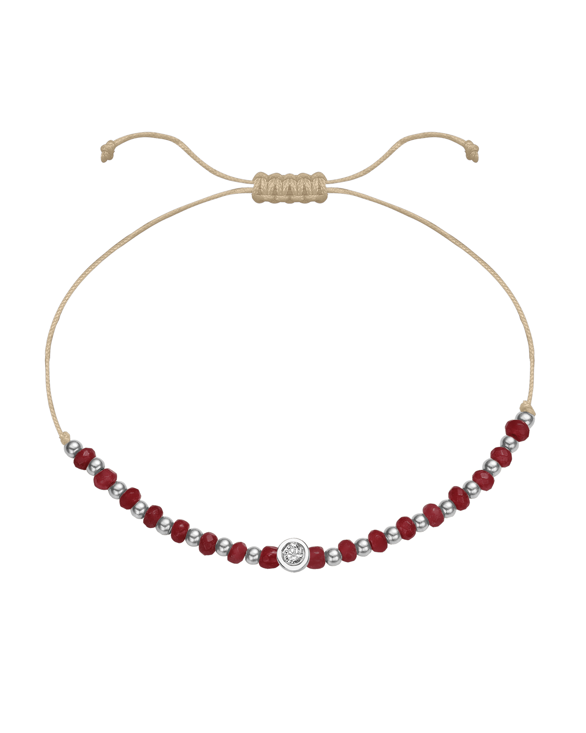 Red Agate Gemstone String of Love Bracelet for Confidence - 14K White Gold Bracelet 14K Solid Gold Beige Medium: 0.04ct 