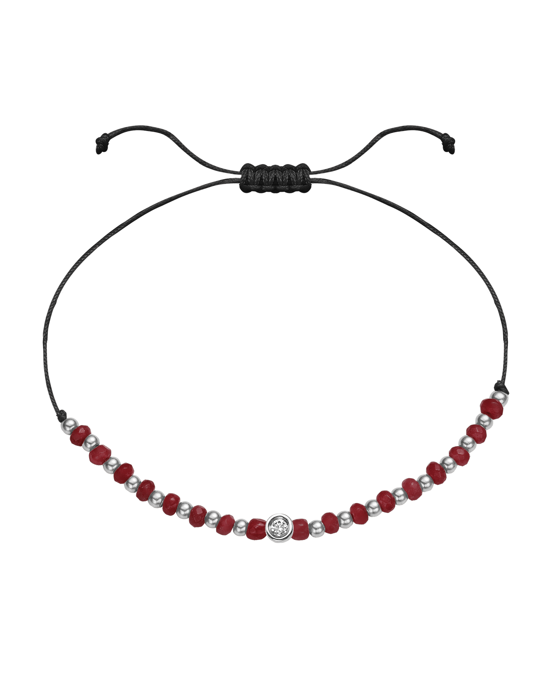 Red Agate Gemstone String of Love Bracelet for Confidence - 14K White Gold Bracelet 14K Solid Gold Black Small: 0.03ct 