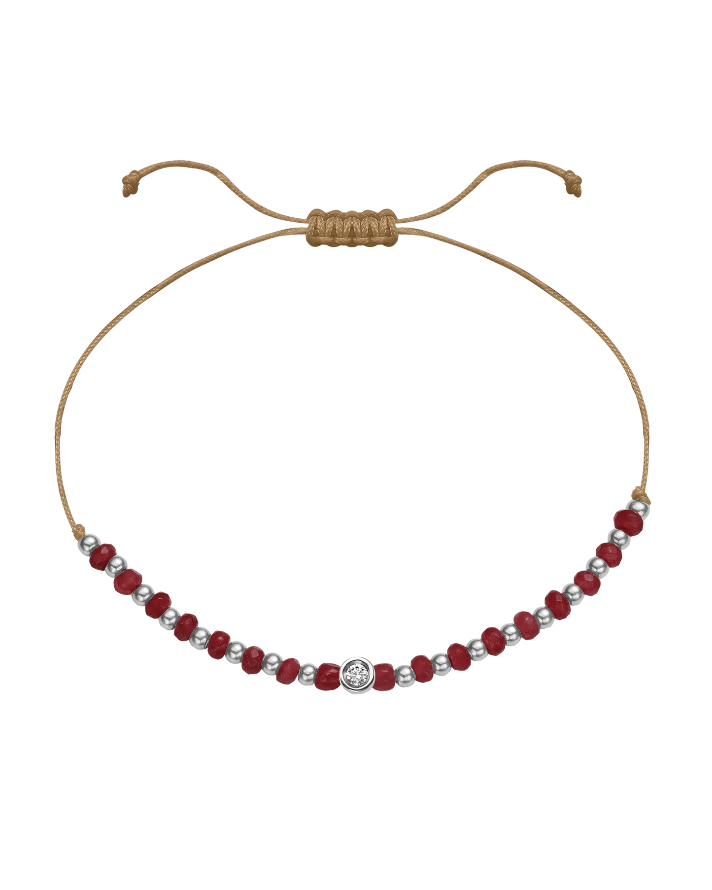 Red Agate Gemstone String of Love Bracelet for Confidence - 14K White Gold Bracelet 14K Solid Gold Camel Small: 0.03ct 