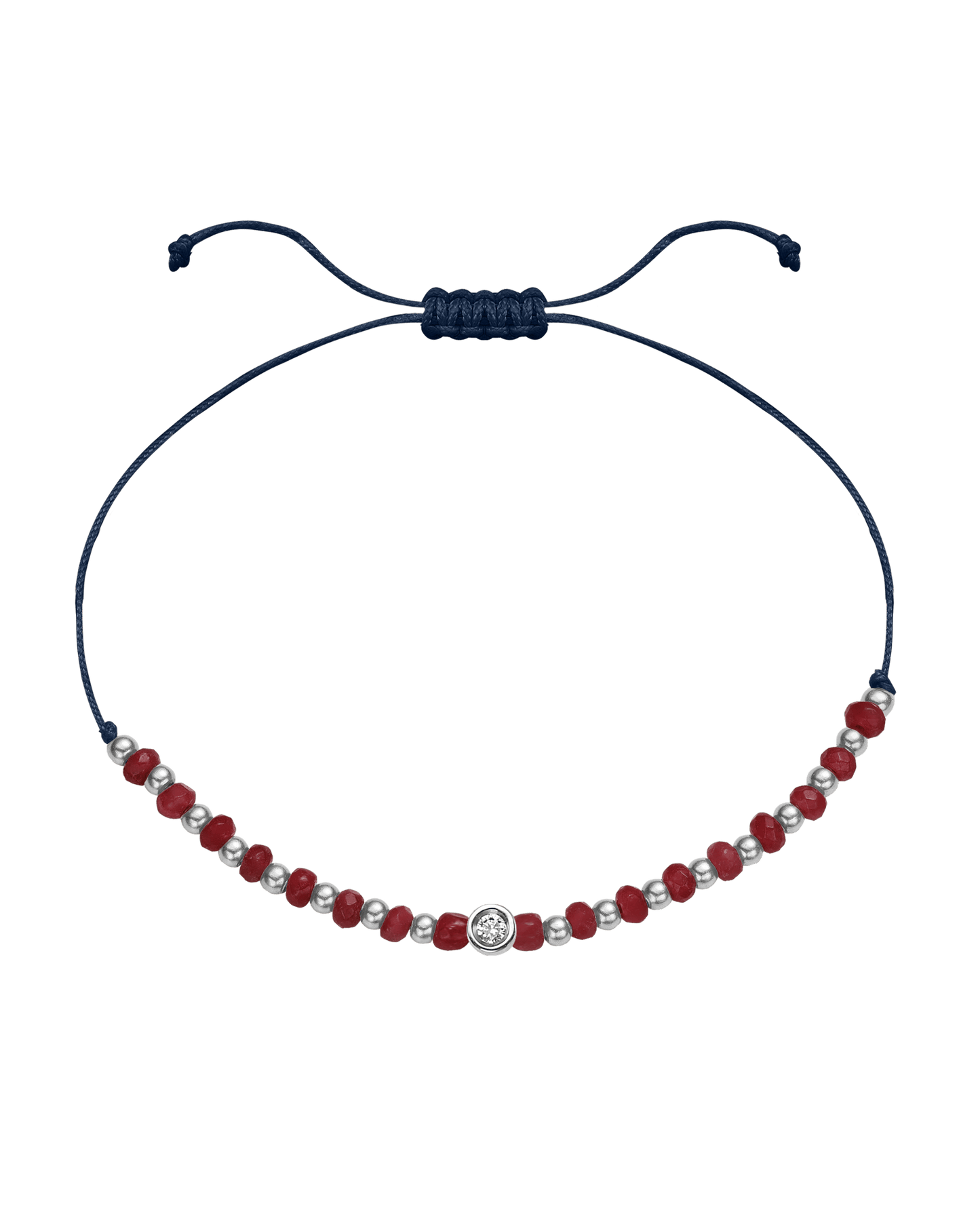 Red Agate Gemstone String of Love Bracelet for Confidence - 14K White Gold Bracelet 14K Solid Gold Navy Blue Small: 0.03ct 