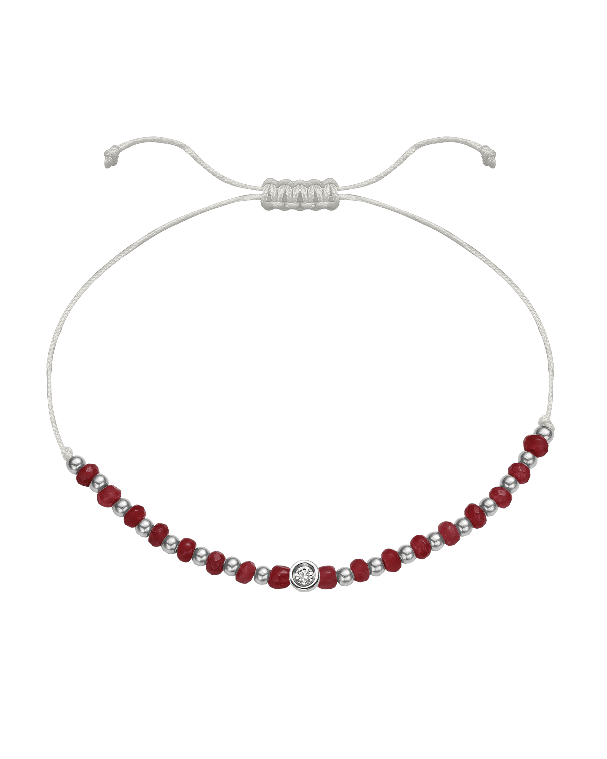 Red Agate Gemstone String of Love Bracelet for Confidence - 14K White Gold Bracelet 14K Solid Gold Pearl Small: 0.03ct 