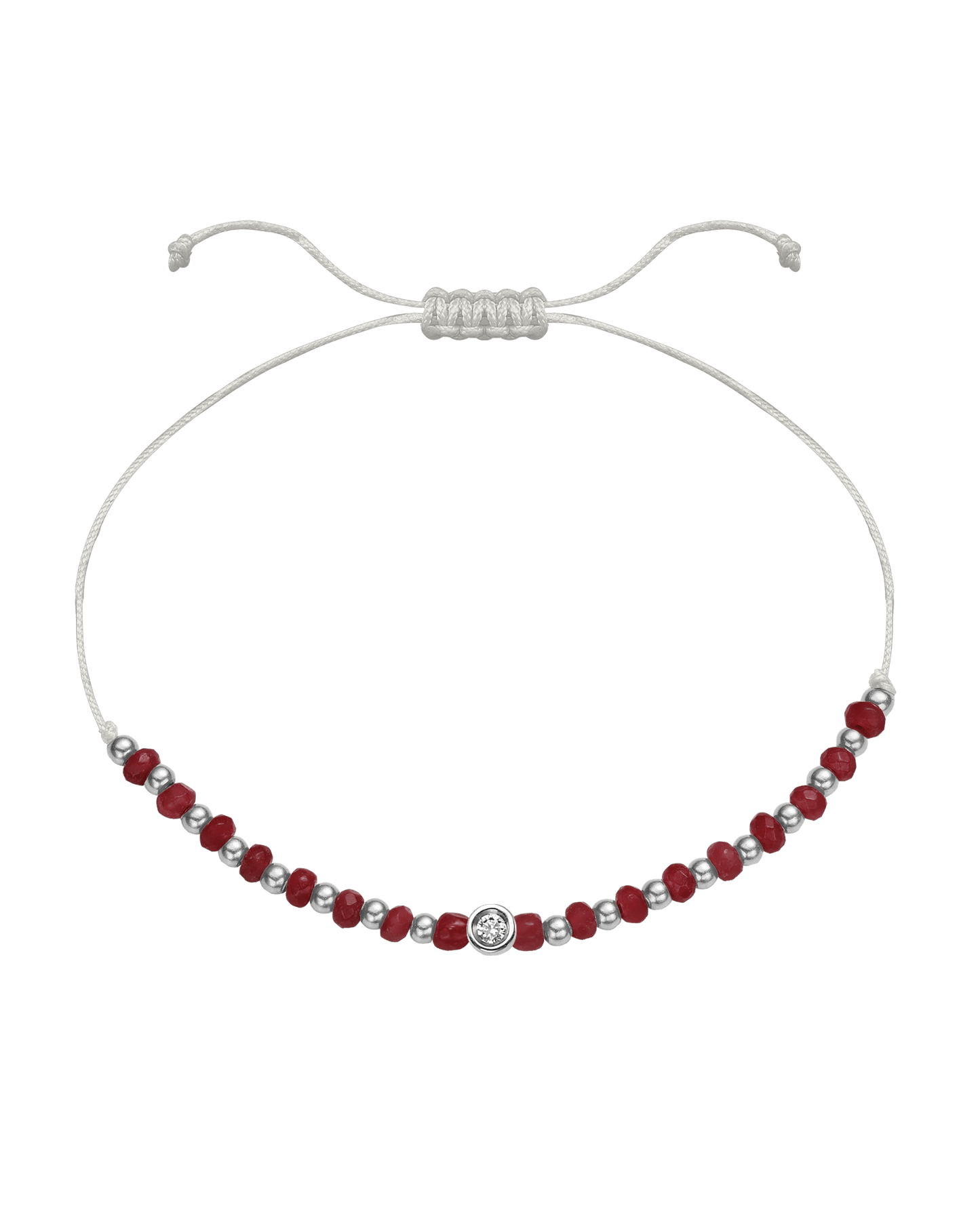 Red Agate Gemstone String of Love Bracelet for Confidence - 14K White Gold Bracelet 14K Solid Gold Pearl Small: 0.03ct 