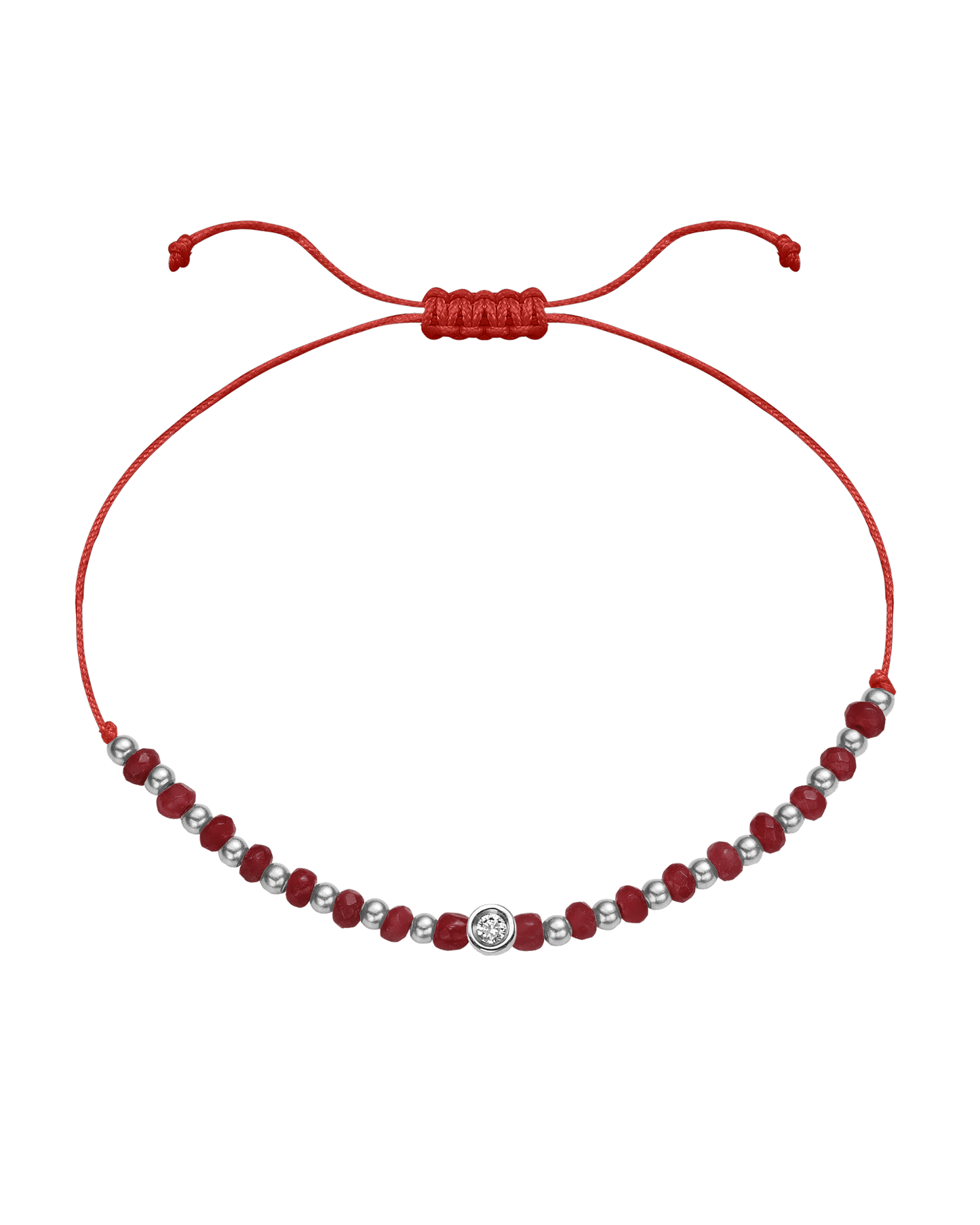 Red Agate Gemstone String of Love Bracelet for Confidence - 14K White Gold Bracelet 14K Solid Gold Red Small: 0.03ct 