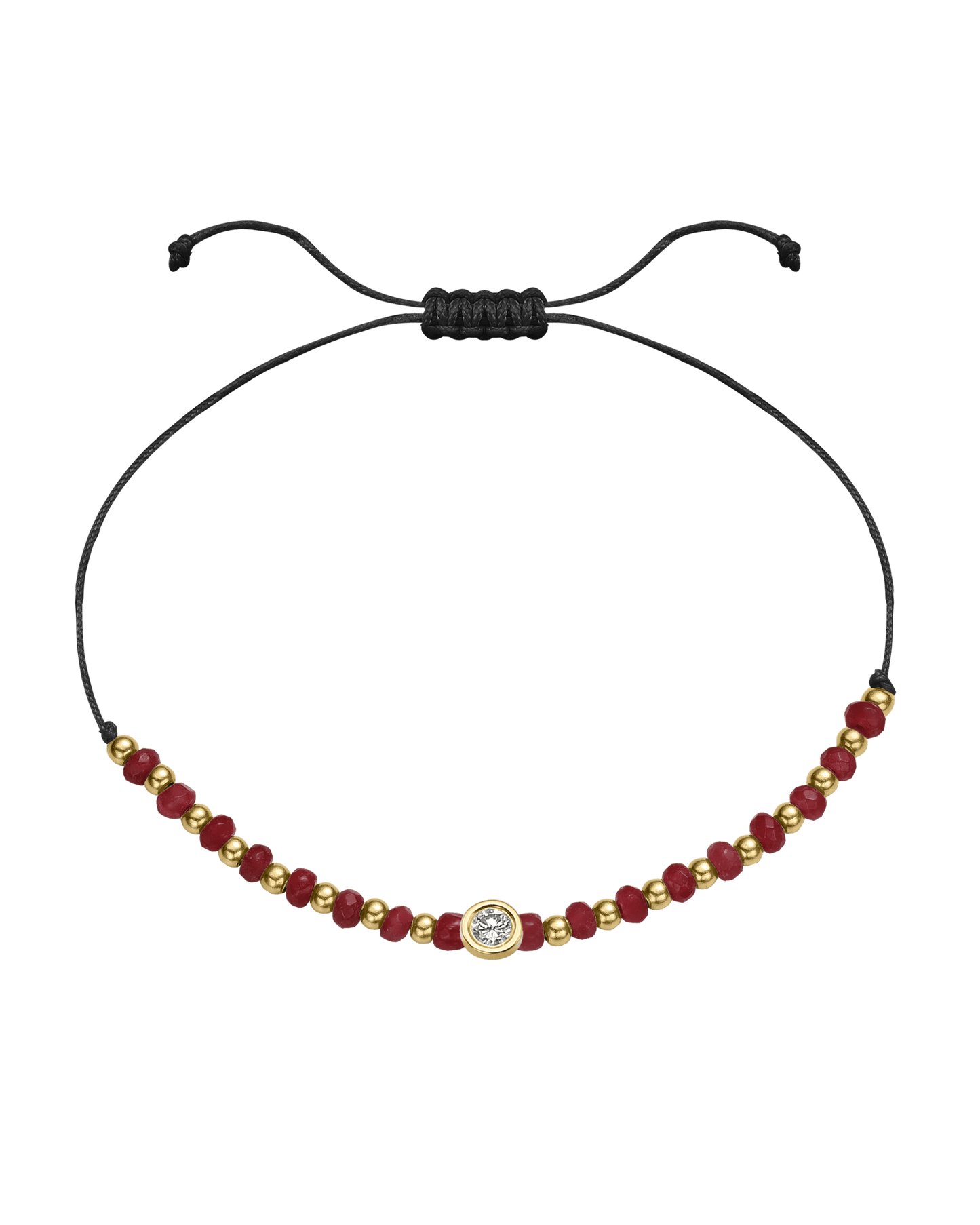 Red Agate Gemstone String of Love Bracelet for Confidence - 14K Yellow Gold Bracelet 14K Solid Gold Black Large: 0.1ct 