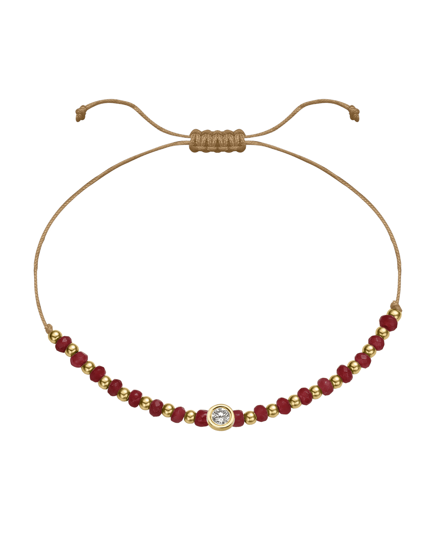 Red Agate Gemstone String of Love Bracelet for Confidence - 14K Yellow Gold Bracelet 14K Solid Gold Camel Large: 0.1ct 
