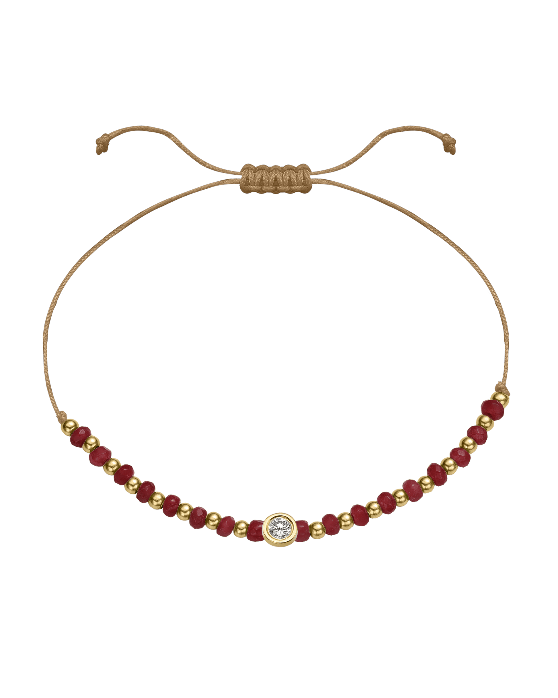 Red Agate Gemstone String of Love Bracelet for Confidence - 14K Yellow Gold Bracelet 14K Solid Gold Camel Large: 0.1ct 