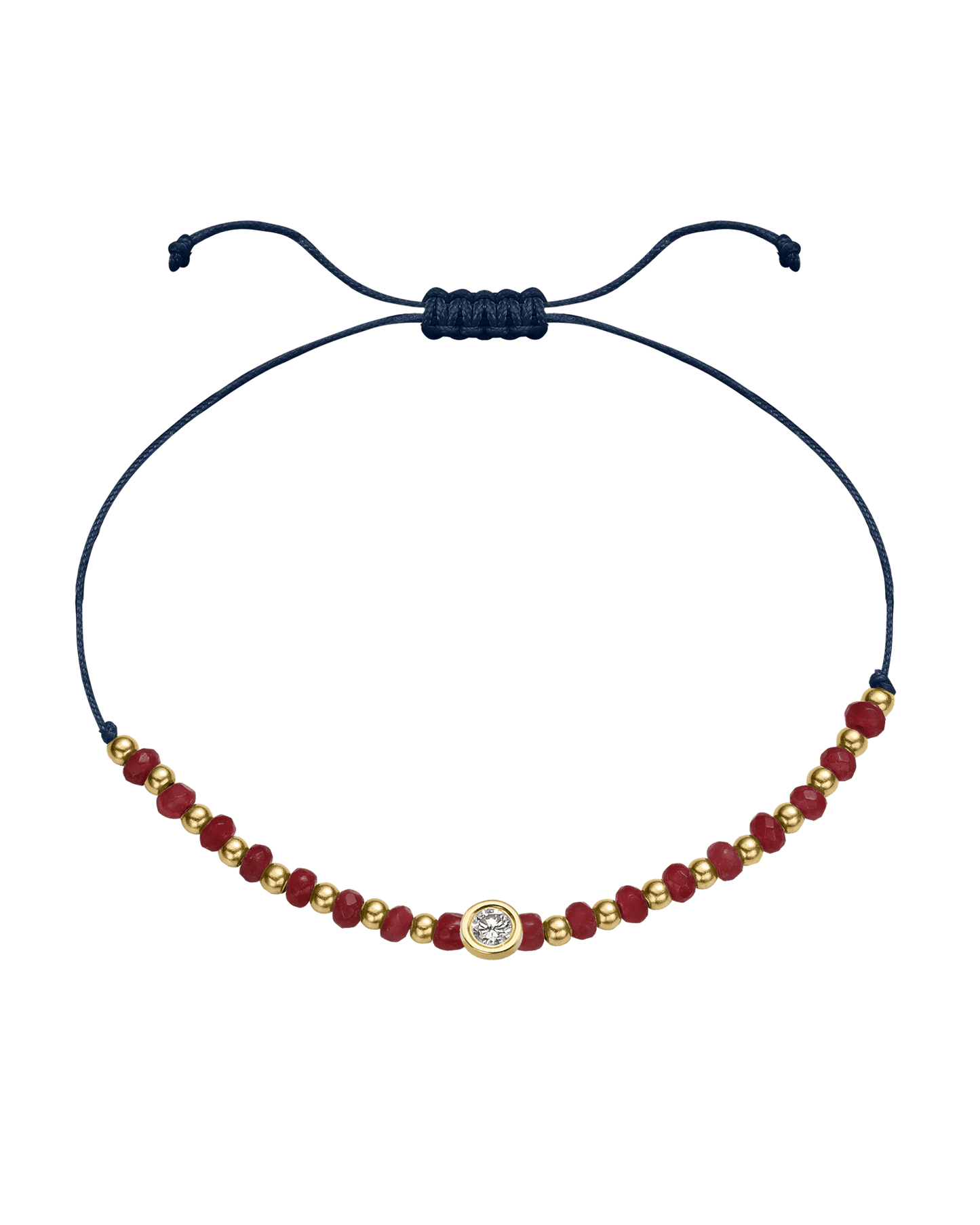 Red Agate Gemstone String of Love Bracelet for Confidence - 14K Yellow Gold Bracelet 14K Solid Gold Navy Blue Large: 0.1ct 