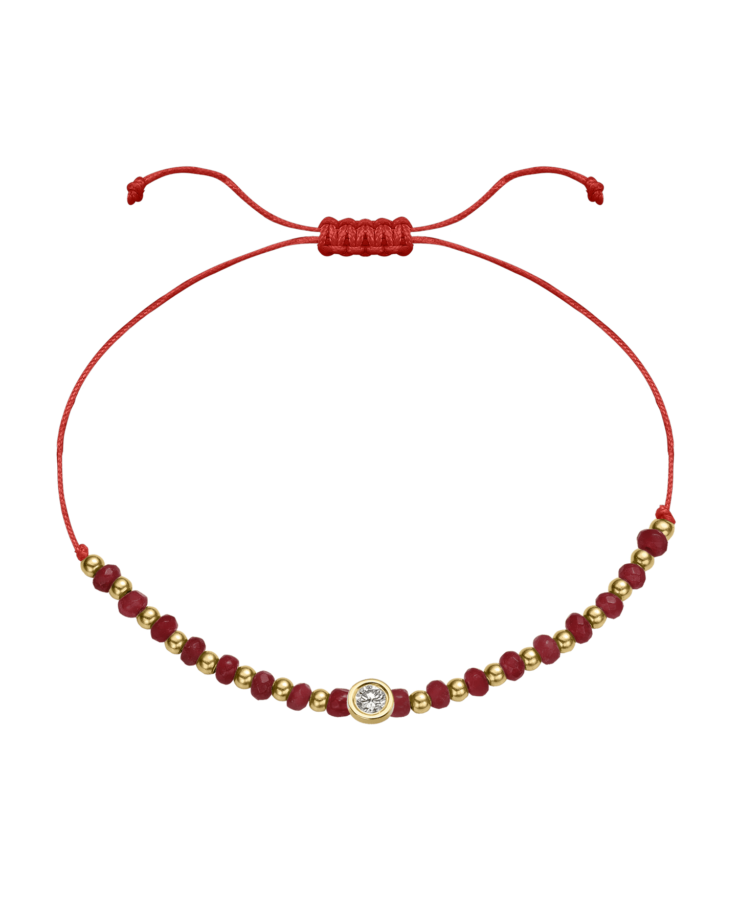 Red Agate Gemstone String of Love Bracelet for Confidence - 14K Yellow Gold Bracelet 14K Solid Gold Red Large: 0.1ct 