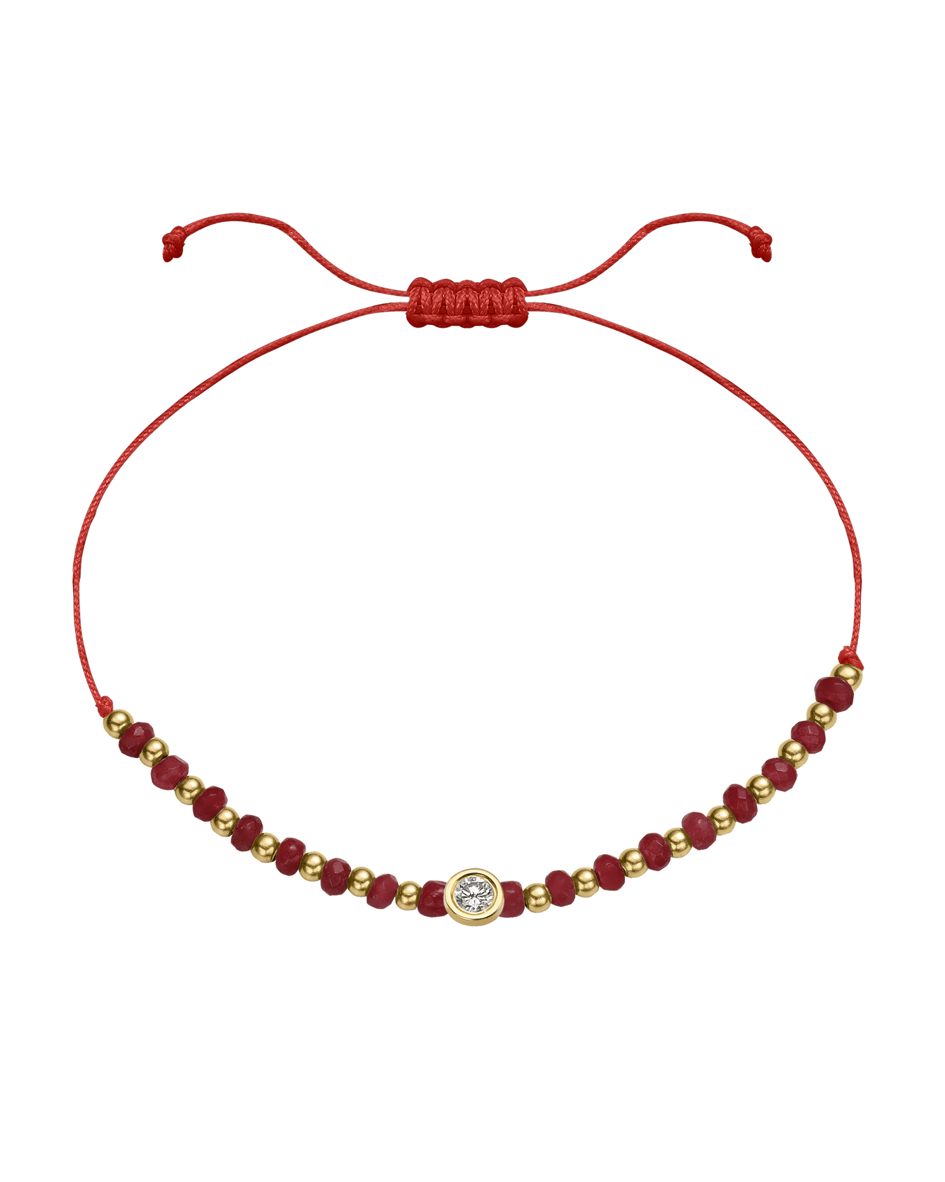 Red Agate Gemstone String of Love Bracelet for Confidence - 14K Yellow Gold Bracelet 14K Solid Gold Red Large: 0.1ct 