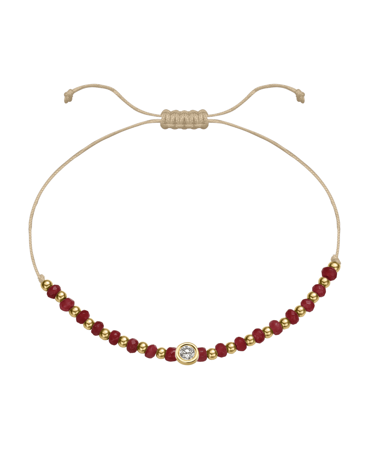 Red Agate Gemstone String of Love Bracelet for Confidence - 14K Yellow Gold Bracelet 14K Solid Gold Beige Large: 0.1ct 