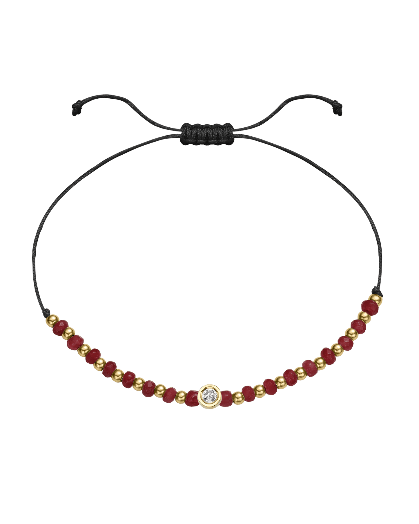 Red Agate Gemstone String of Love Bracelet for Confidence - 14K Yellow Gold Bracelet 14K Solid Gold Black Medium: 0.04ct 