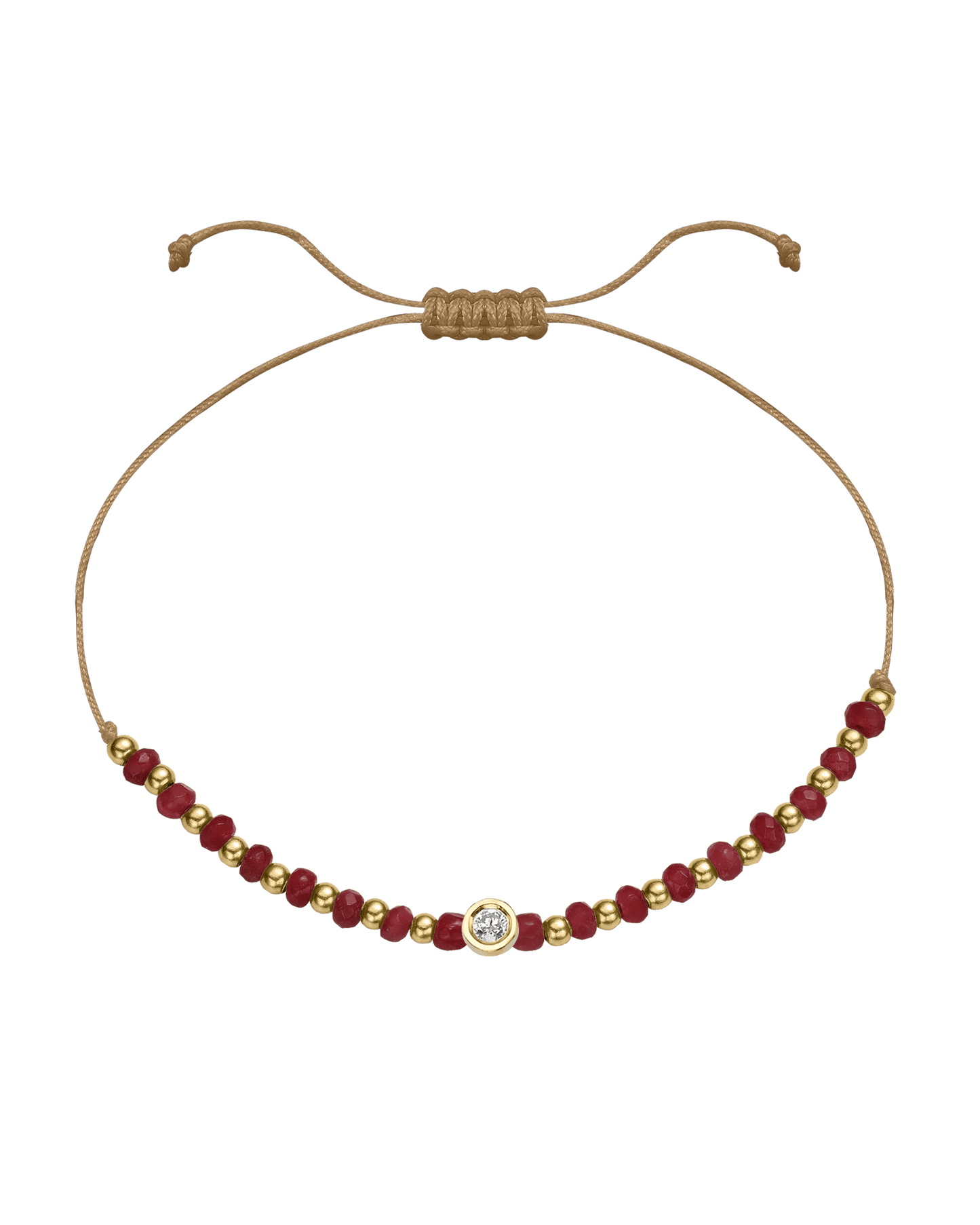 Red Agate Gemstone String of Love Bracelet for Confidence - 14K Yellow Gold Bracelet 14K Solid Gold Camel Medium: 0.04ct 