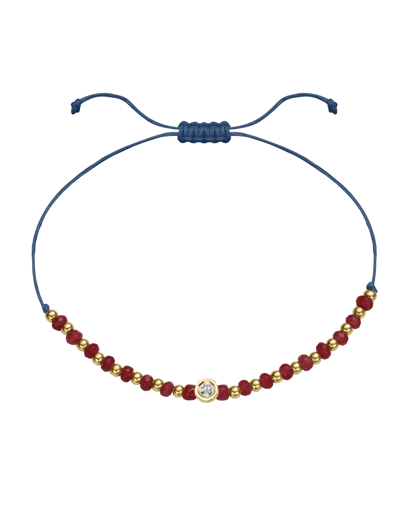 Red Agate Gemstone String of Love Bracelet for Confidence - 14K Yellow Gold Bracelet 14K Solid Gold Indigo Medium: 0.04ct 