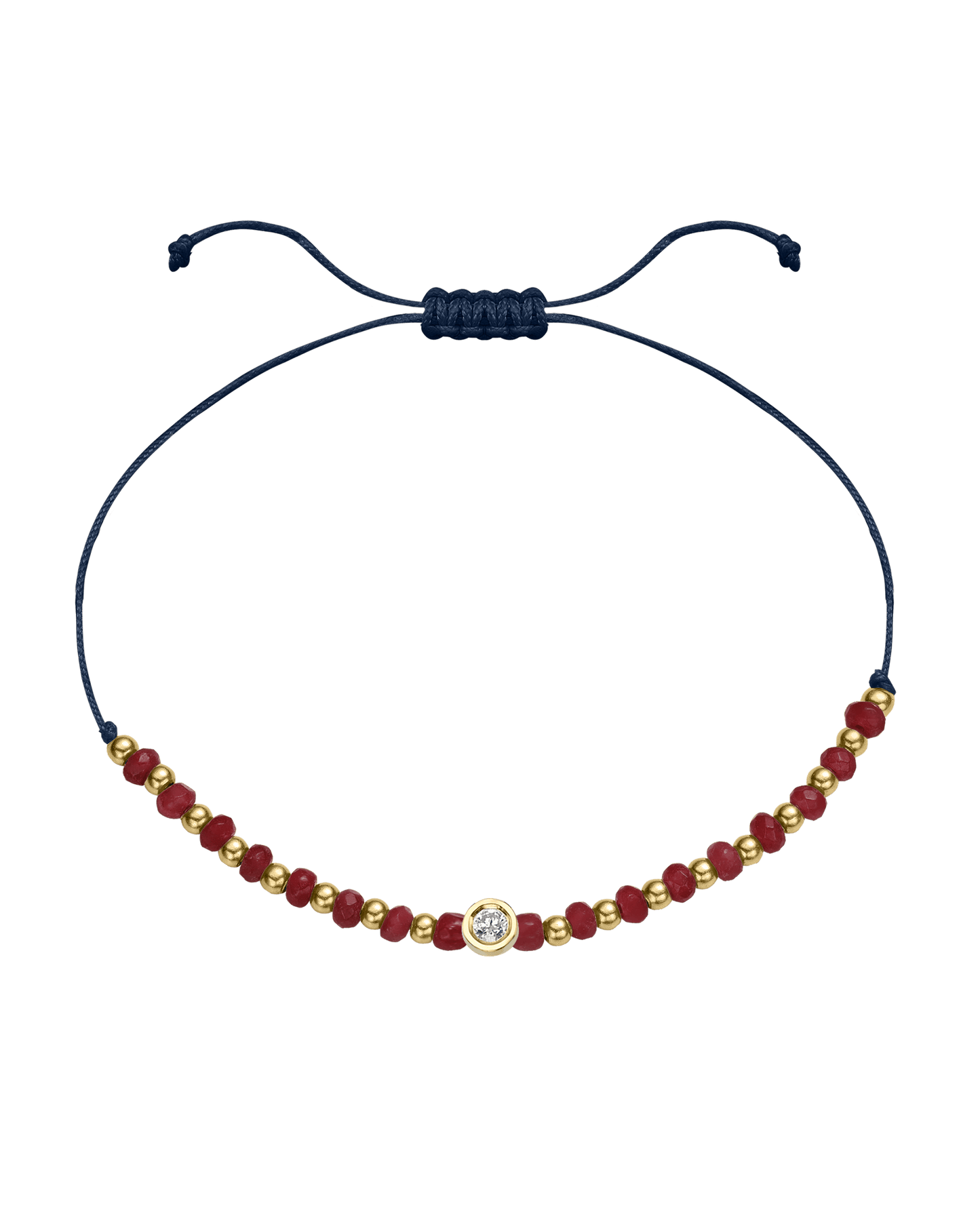 Red Agate Gemstone String of Love Bracelet for Confidence - 14K Yellow Gold Bracelet 14K Solid Gold Navy Blue Medium: 0.04ct 