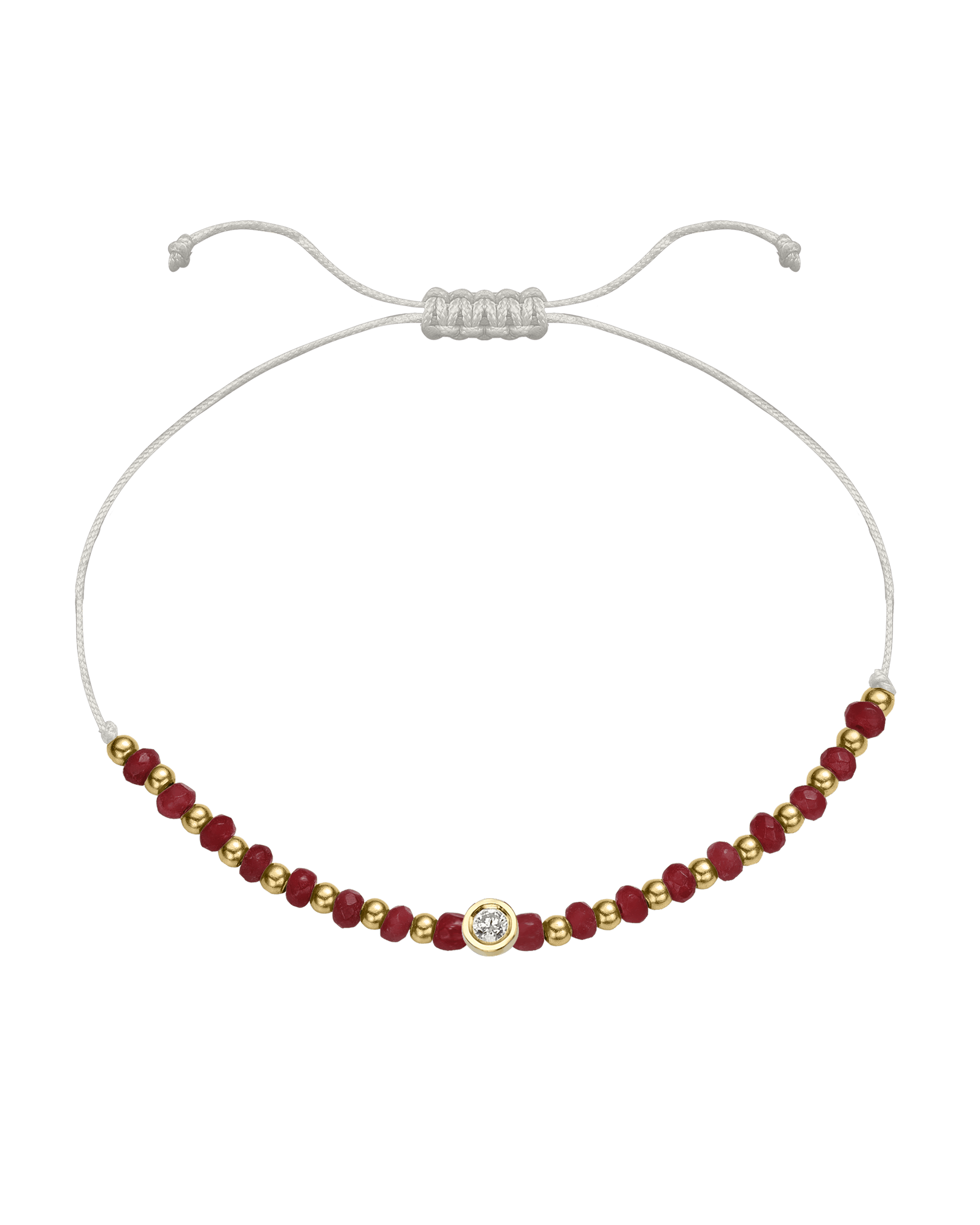 Red Agate Gemstone String of Love Bracelet for Confidence - 14K Yellow Gold Bracelet 14K Solid Gold Pearl Medium: 0.04ct 
