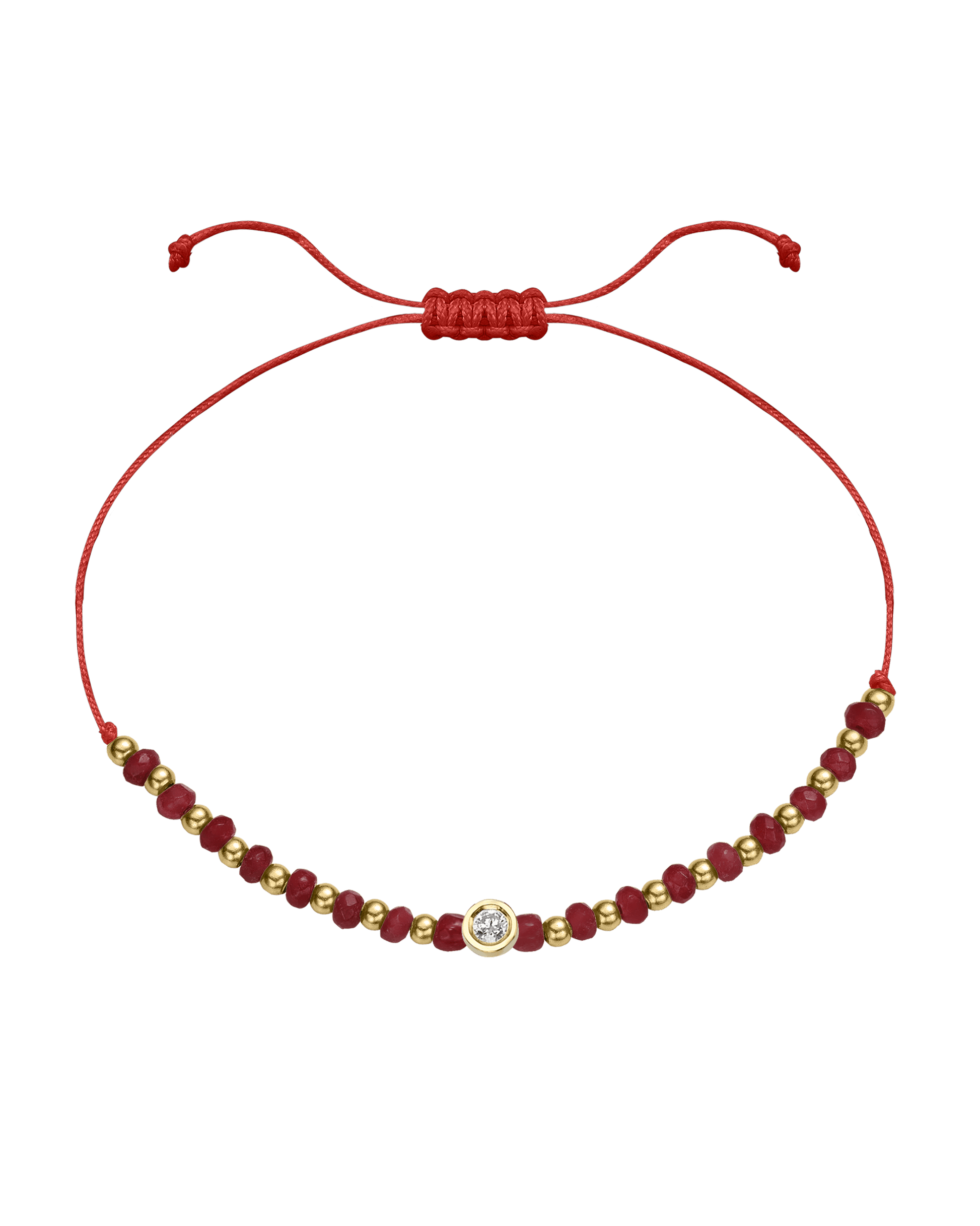 Red Agate Gemstone String of Love Bracelet for Confidence - 14K Yellow Gold Bracelet 14K Solid Gold Red Medium: 0.04ct 