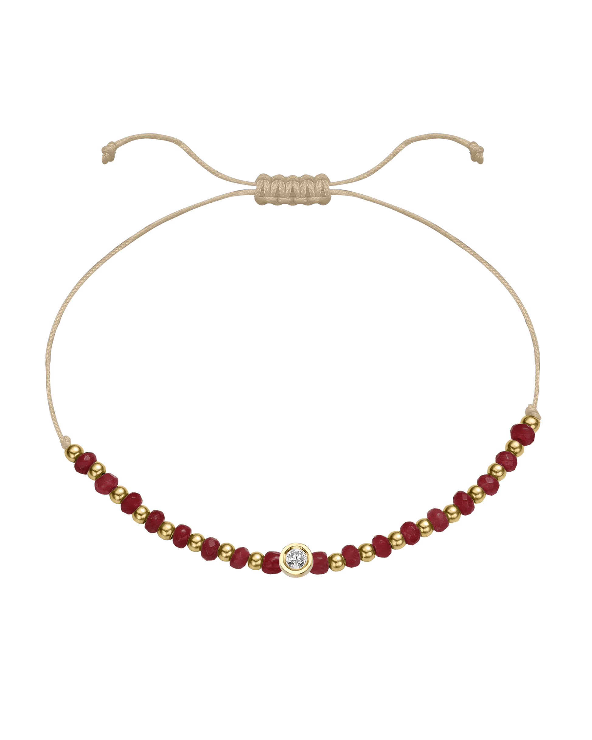 Red Agate Gemstone String of Love Bracelet for Confidence - 14K Yellow Gold Bracelet 14K Solid Gold Beige Medium: 0.04ct 