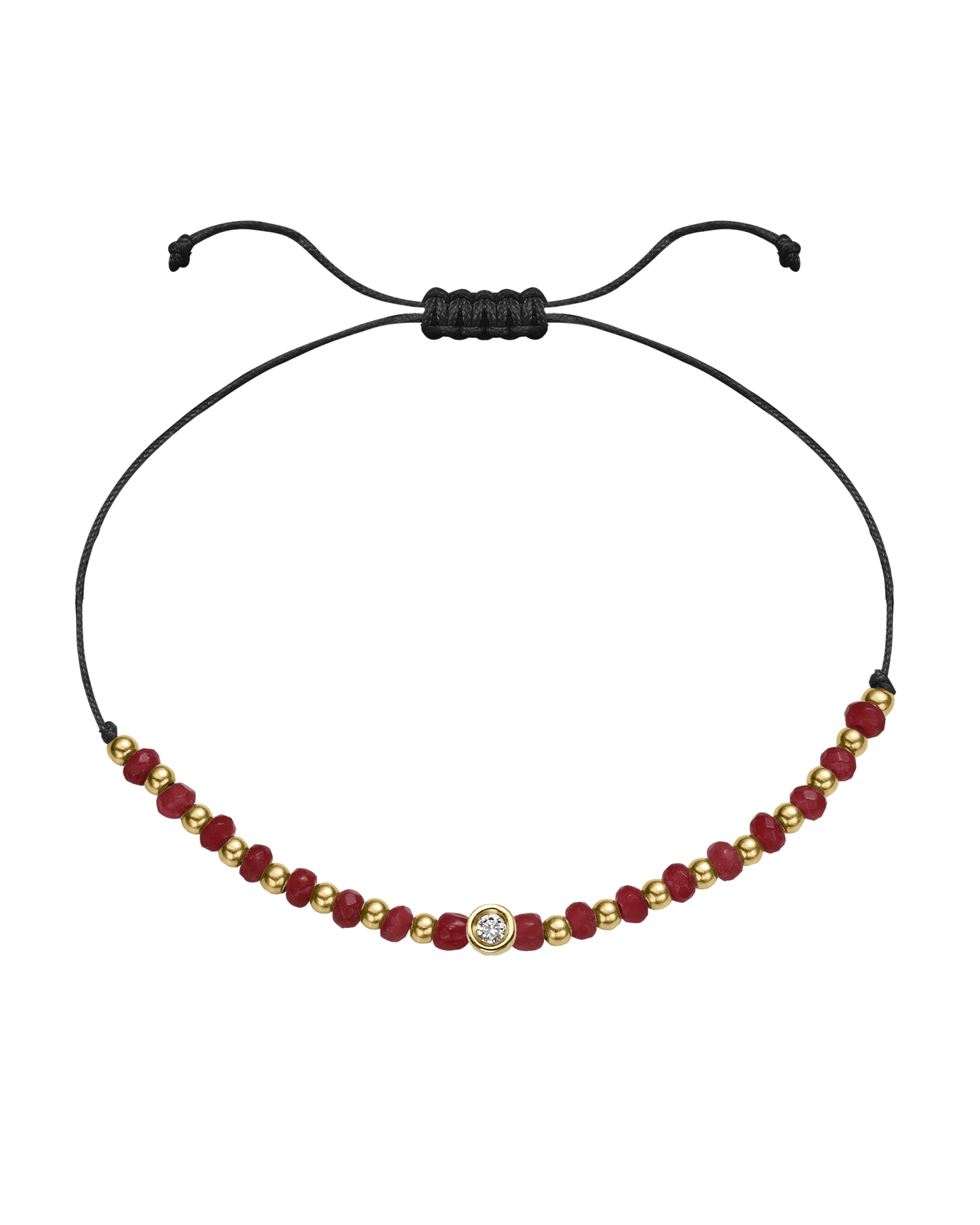 Red Agate Gemstone String of Love Bracelet for Confidence - 14K Yellow Gold Bracelet 14K Solid Gold Black Small: 0.03ct 