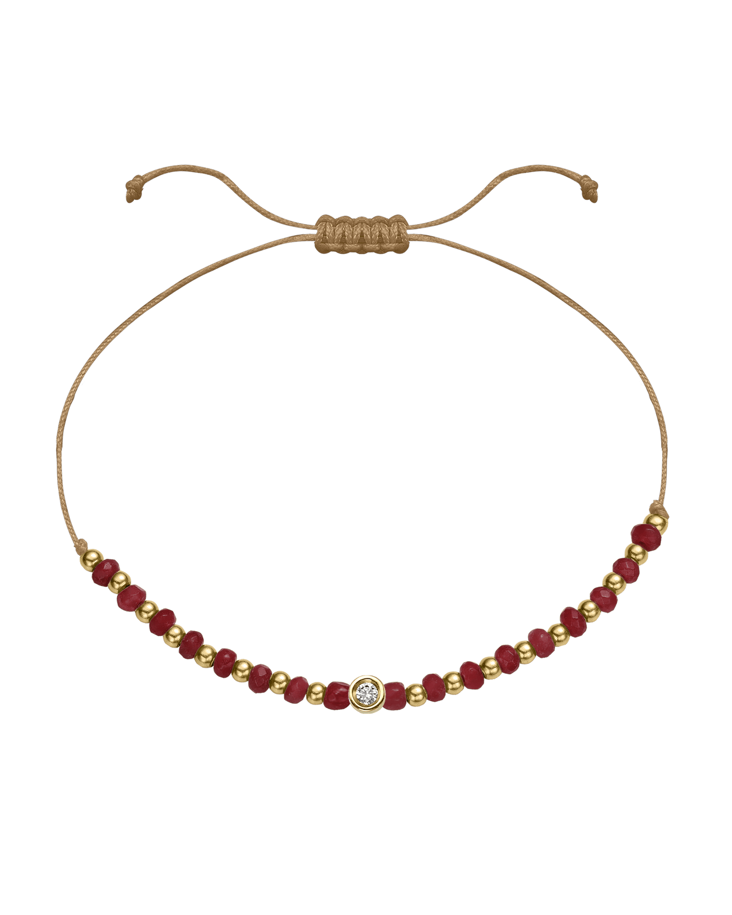 Red Agate Gemstone String of Love Bracelet for Confidence - 14K Yellow Gold Bracelet 14K Solid Gold Camel Small: 0.03ct 