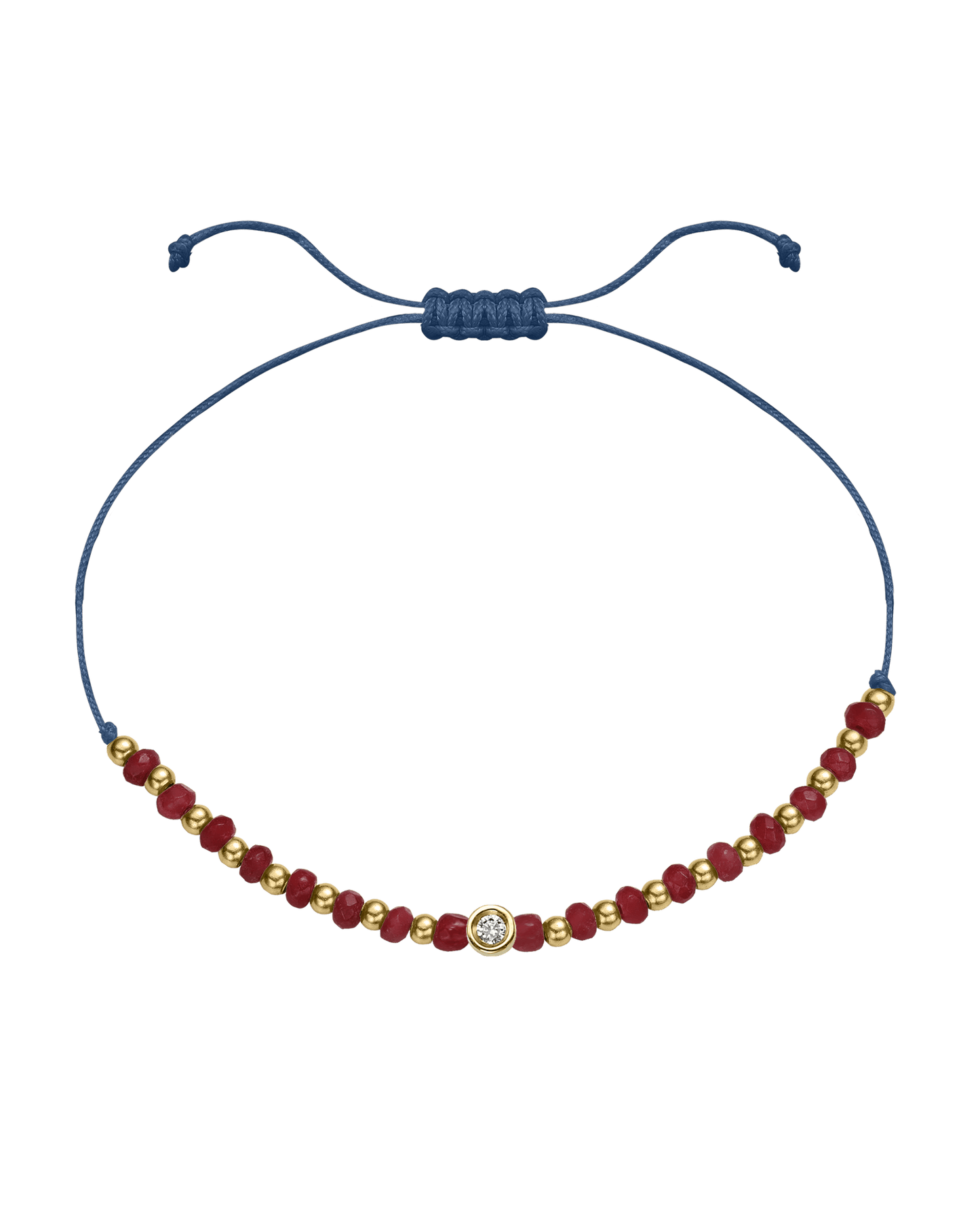 Red Agate Gemstone String of Love Bracelet for Confidence - 14K Yellow Gold Bracelet 14K Solid Gold Indigo Small: 0.03ct 